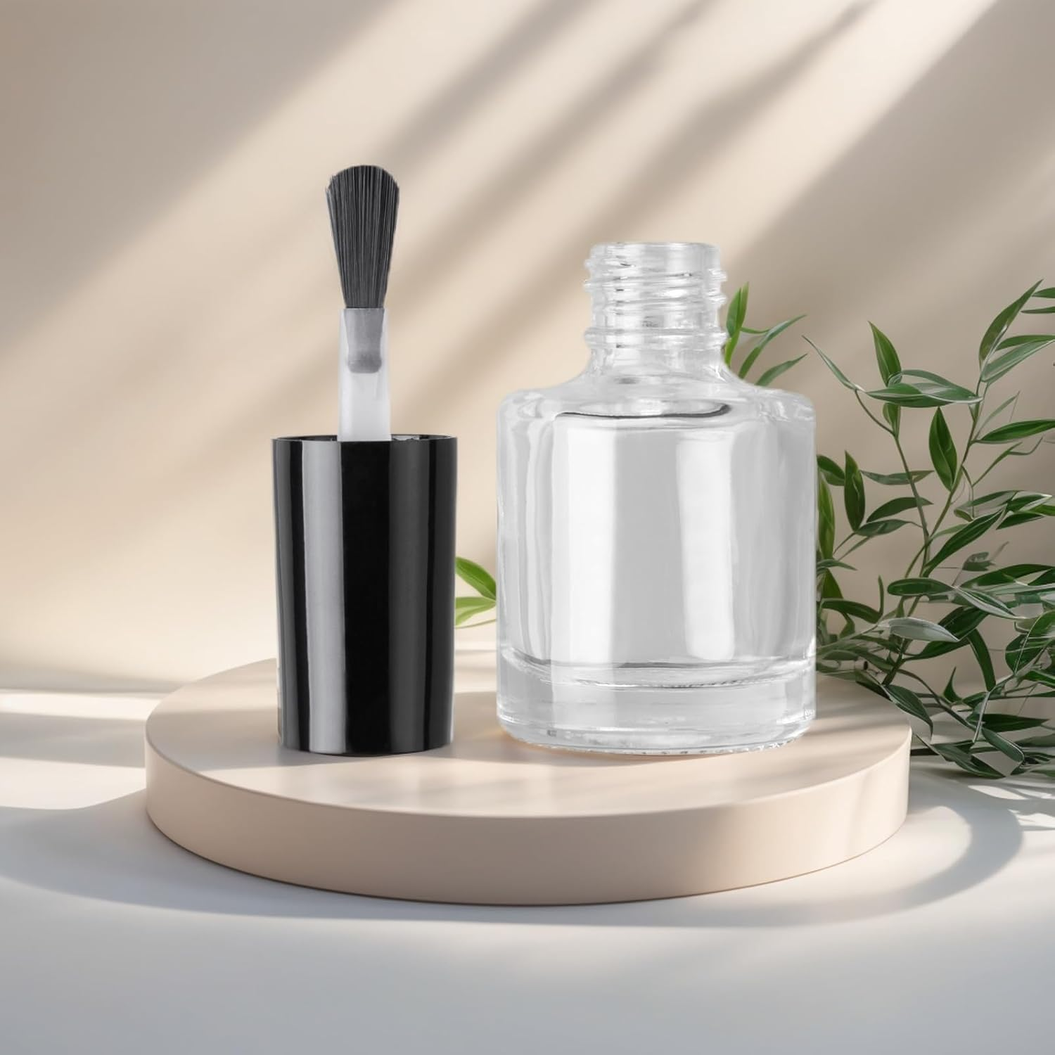 Agidea 2PCS Empty Nail Polish Bottles with Rounded Brush,Empty Glass Clear Refillable Nail Polish Containers Vials with Mixing Balls & Funnels & Black Cap for DIY Nail Art Samples (10ML) image number 2