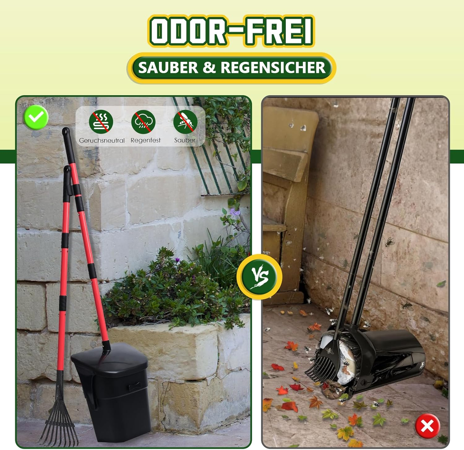 Dog Waste Scooper, Rotating Dustpan, Rake & Shovel with Waste Bags, Rotating Dog Waste Collector, Long Handle, Dog Waste Scooper for Garden, Leaves image number 3