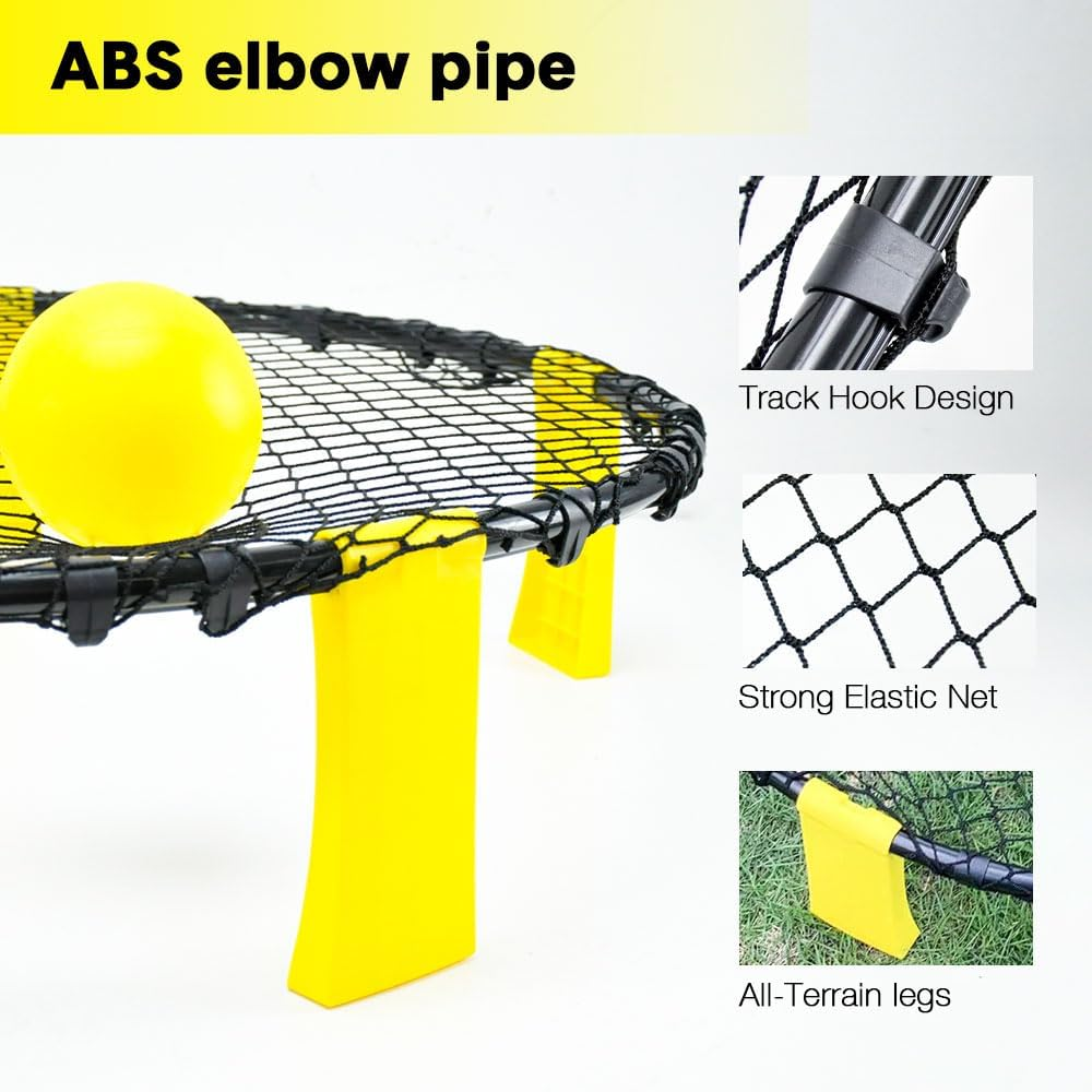 ALSTON Portable Outdoor Spikeball Roundnet Game Set Team Beach Ball Game Bouncer Toy with Carrying Bag Net and 3 Balls Played Indoor Outdoor Lawn Beach Tailgating image number 6