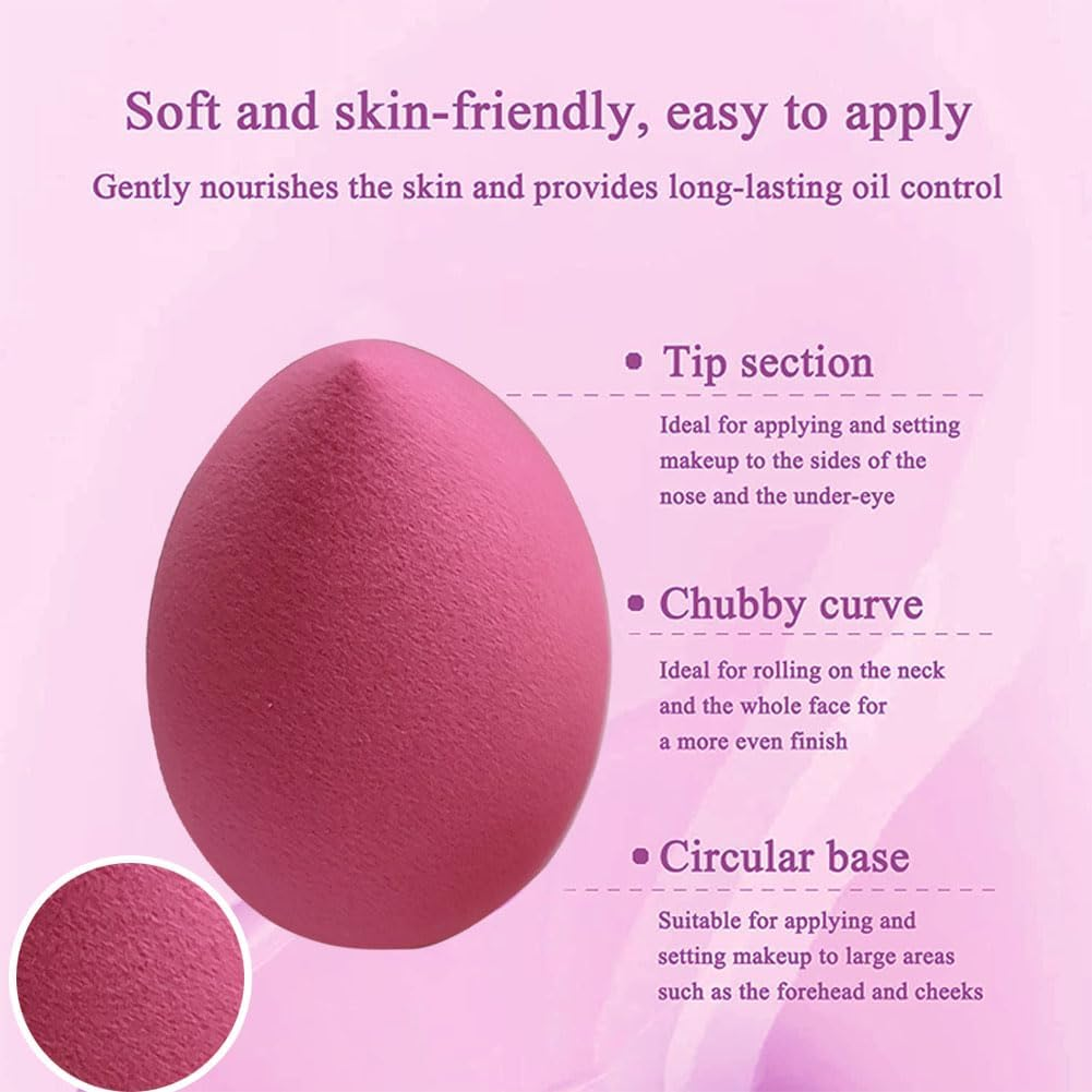 8 PCS Makeup Sponge with Holder Case Set, Makeup Sponges Blender Beauty Sponge Makeup Egg with Gift Box, Latex-Free Dry & Wet Use Foundation Cosmetic Makeup Puff for Powder Cream