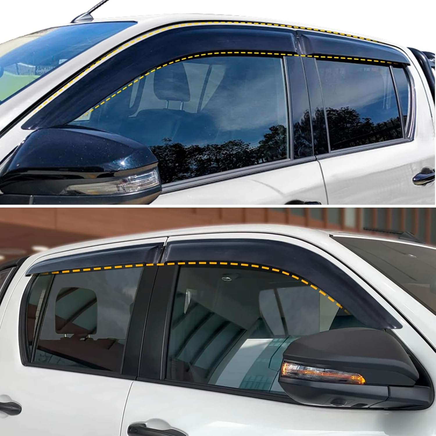 SUERAUTO4X4 for Toyota Hilux Rogue GR Sport Workmate Accessories N80 2015-2025 Dual Cab Weathershields Weather Shield Gurad Wind Deflectors Window Visor Injection Tinted Black, 4PCS