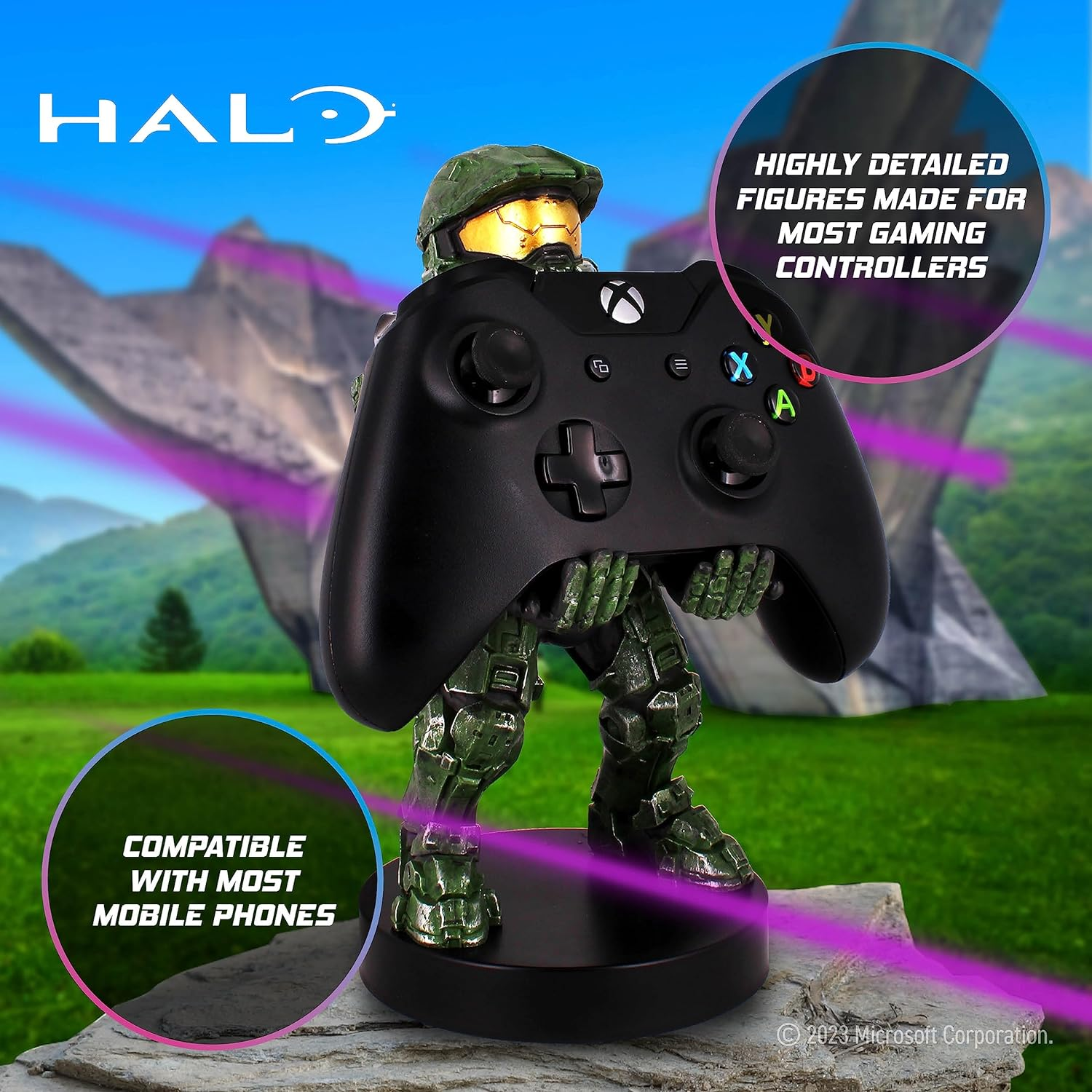 Cable Guys - Halo Figures Master Chief Infinite Gaming Accessories Holder & Phone Holder for Most Controller (Xbox, Play Station, Nintendo Switch) & Phone
