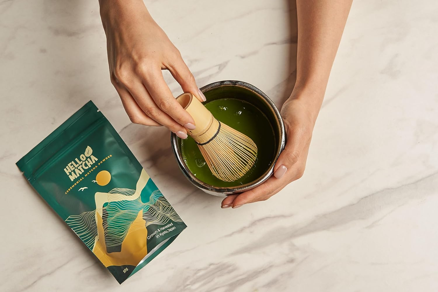 Hello Matcha Ceremonial Matcha 50G - Premium Japanese Matcha from Uji, Kyoto | Authentic Green Tea Powder for Traditional Tea Ceremonies, Lattes and Daily Drinking image number 2