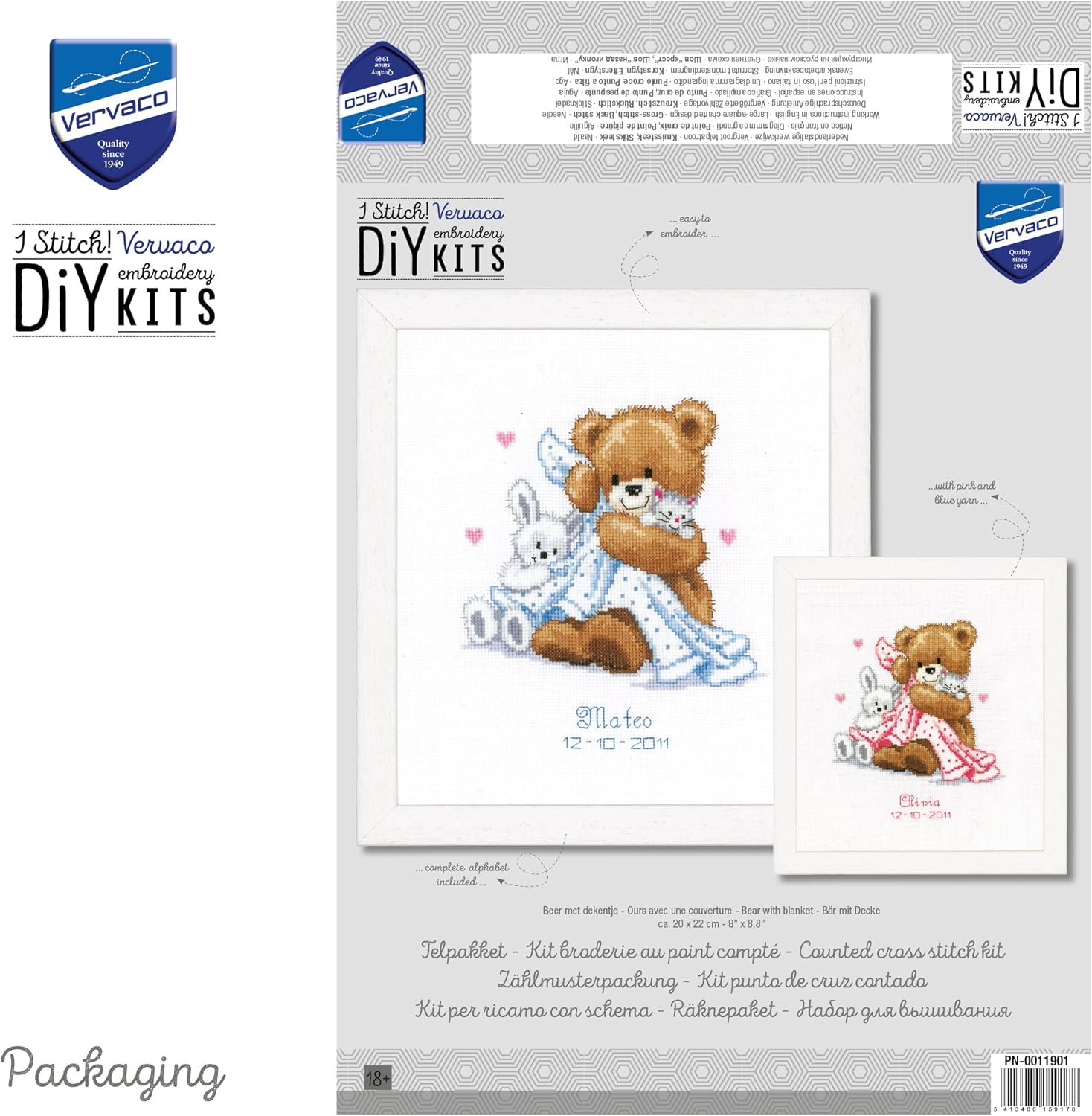 Vervaco Counted Cross Stitch Kit Bear with a Blanket PN-0011901 - Multiple Colours image number 4