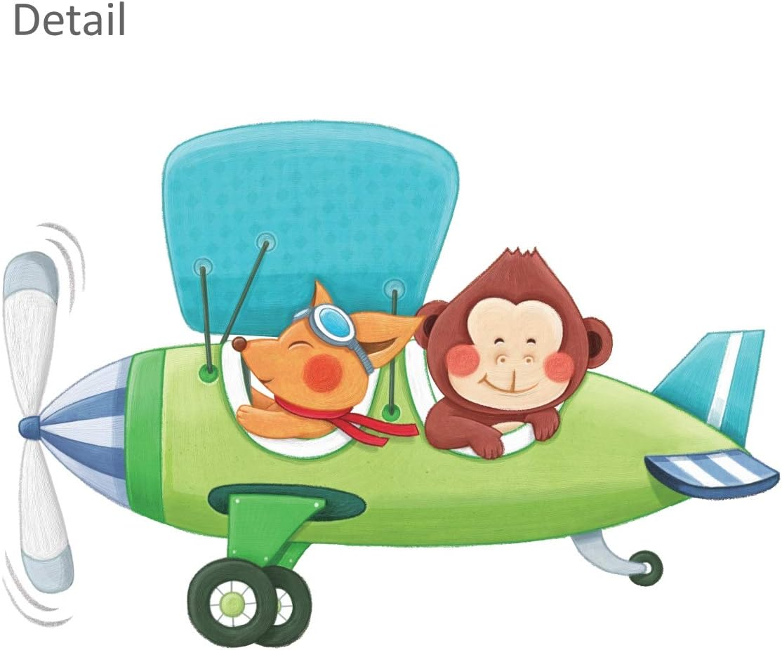 DECOWALL DS-8026 Animal Biplanes Kids Wall Stickers Wall Decals Peel and Stick Removable Wall Stickers for Kids Nursery Bedroom Living Room (Small) image number 5