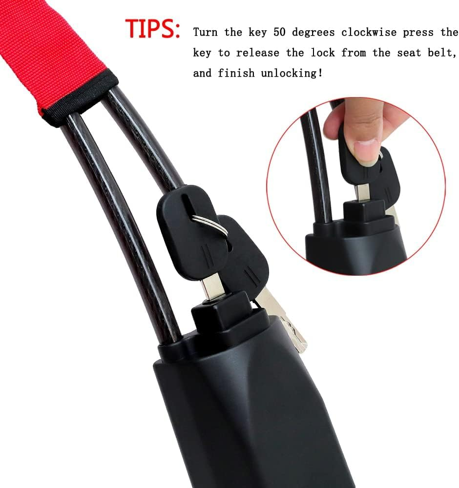 SZUAH Universal Steering Locks for Cars - Heavy-Duty Car anti Theft Device, Fits Most Vehicles (Cars, Trucks, Suvs, Vans),3 Keys Included, Ultimate Security for Your Vehicle (Red) - Orange Color image number 6