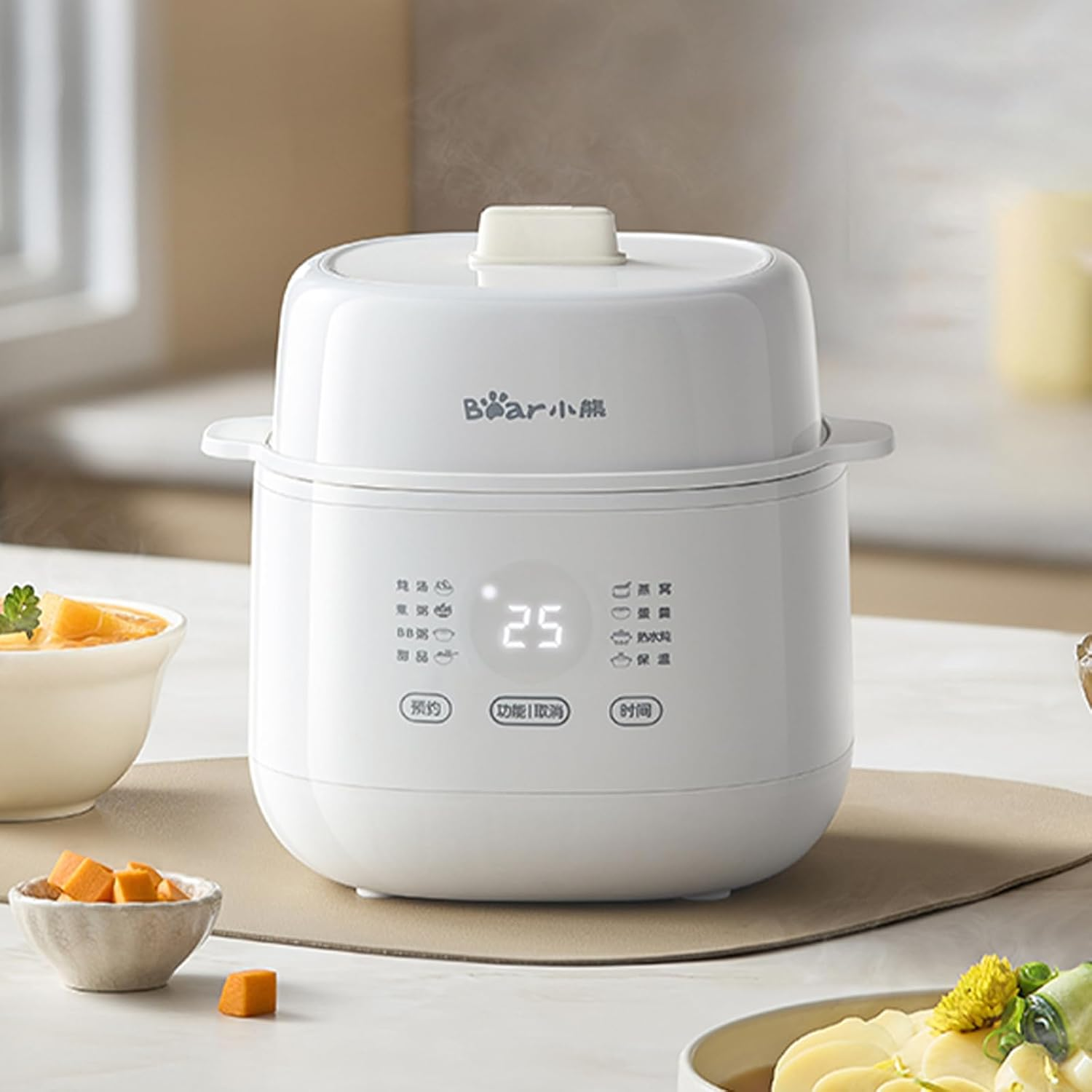 New Electric Stew Pot, 1L Quiet Ceramic Slow Cookers, 8 Smart Menus, 24H Appointment & 12H Keep Warm, for Household Stew Pot, Soup, Baby Porridge, Desserts (Chinese Panel with AU Adapter) image number 1