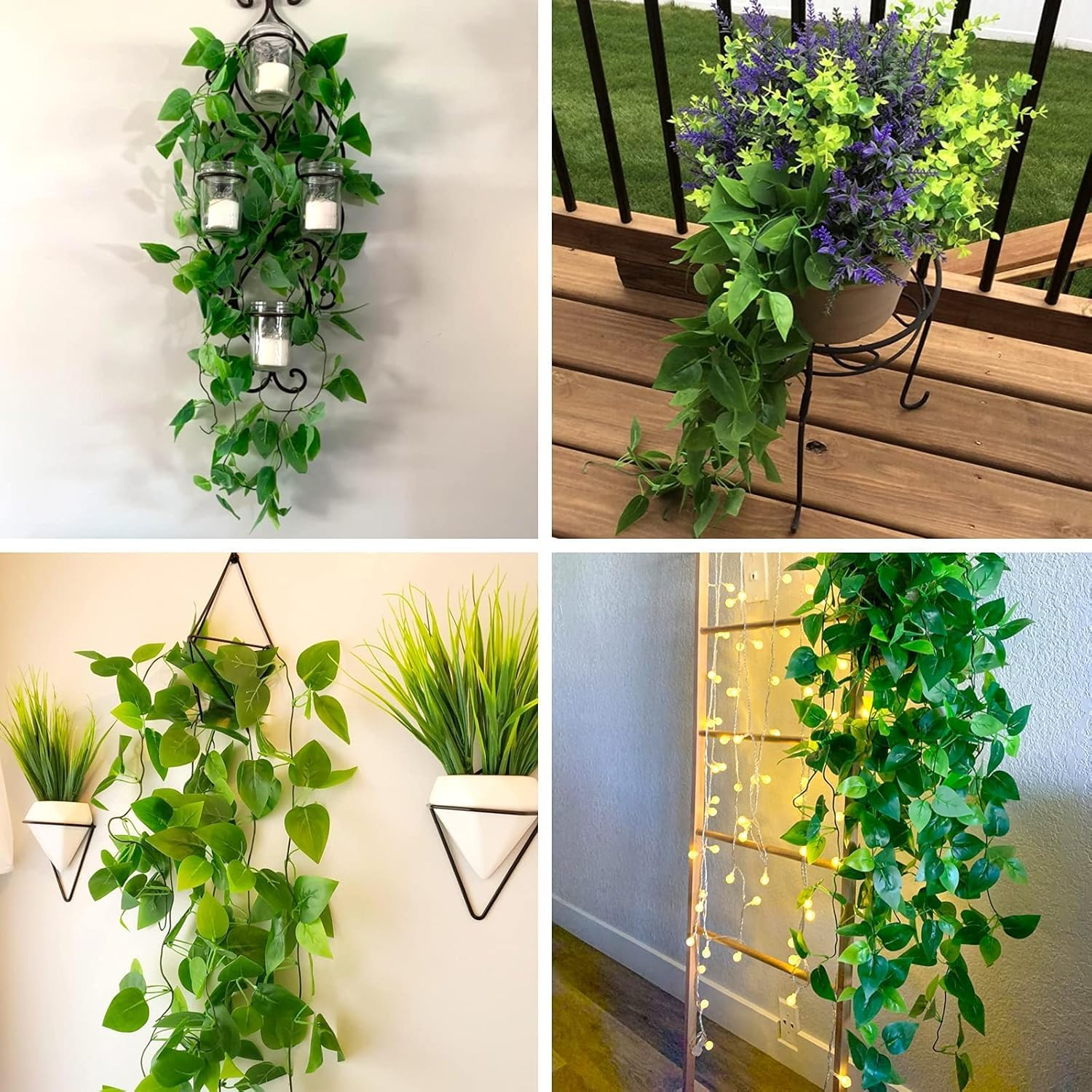 CEWOR 2Pcs Fake Hanging Plants 3.6Ft Fake Ivy Vine Artificial Ivy Leaves for Wedding Wall House Room Patio Indoor Outdoor Home Shelf Office Decor (No Baskets)