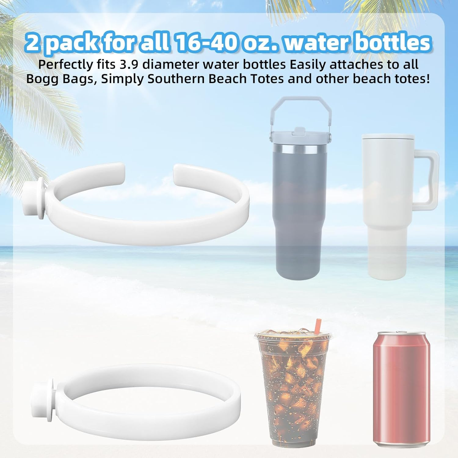 Lyreh 2Pcs Cup Holder for Bogg Bag, 2 Sizes ABS Practical Water Bottle Storage Holder Suitable Water Bottle Organizer Accessories for Stanley Cup 30Oz 40Oz (White) image number 4