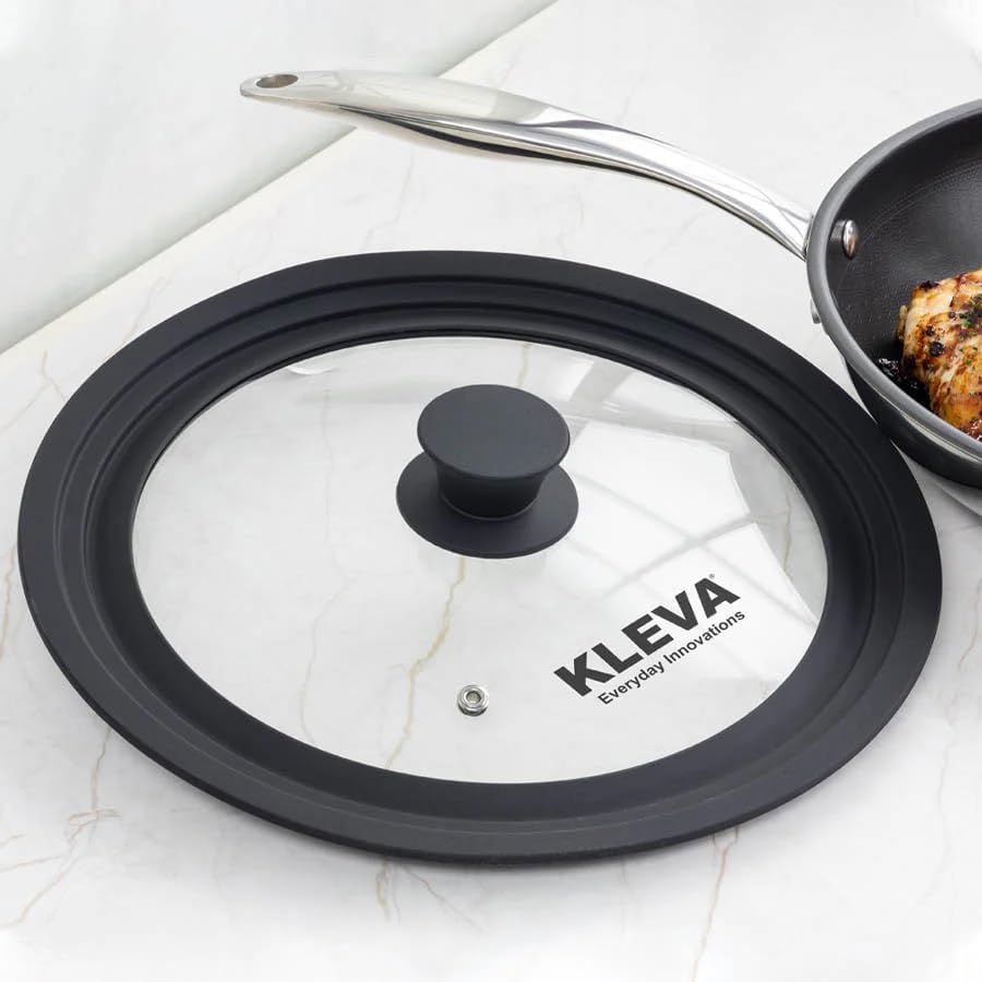 Kleva Range Universal Perfect Pro Pan Lid. Fits Any Size Pan 26-30Cm! Universal Glass Pot Lid W. Silicone Rim. Pot Cover for 26Cm, 28Cm & 30Cm Cookware. Heat-Resistant, Shatterproof (26-30Cm) image number 2