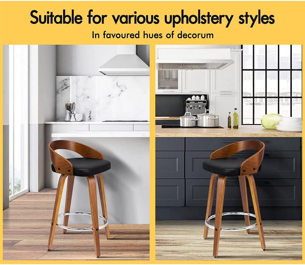 ALFORDSON Bar Stools 2Pcs Swivel Counter Barstool in 64Cm Seat Height Kitchen Dining Chair with Footrest and Adjustable Leg Levelers for Home Bar Dining Room image number 4