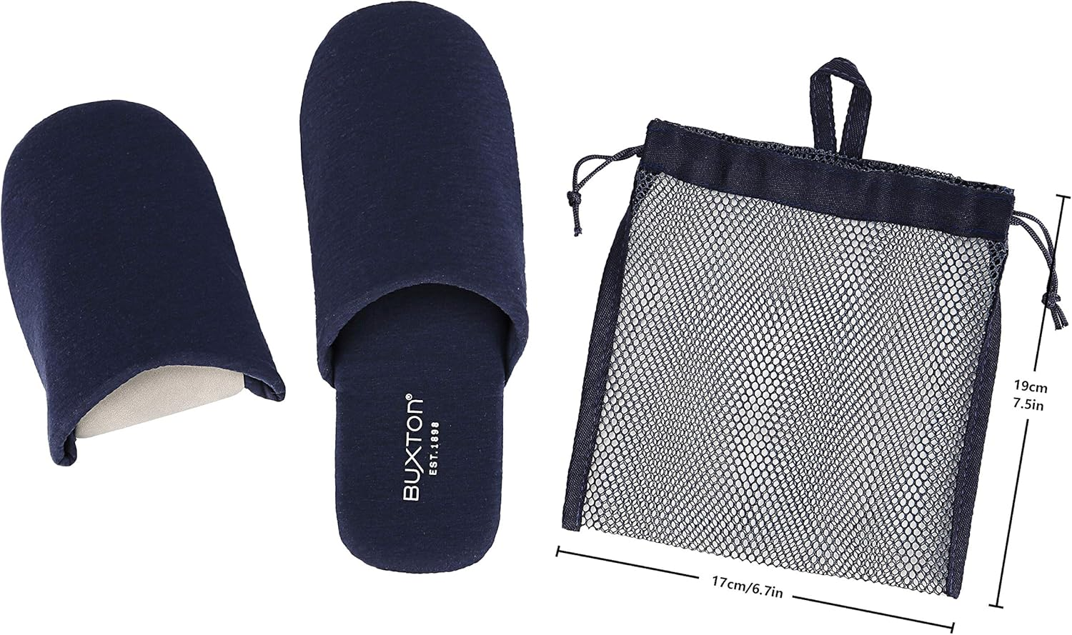 BUXTON EST. 1898 USA Cozy Lightweight and Foldable Travel Slippers for Womens and Mens(Unisex), Cotton Slippers with Mesh Bag-For Spa, Hotel, image number 5