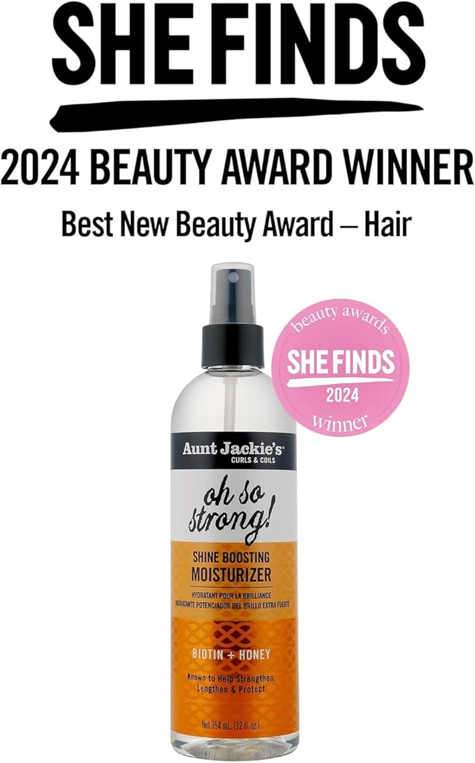 Aunt Jackie'S Oh so Strong Shine Boosting Moisturizer with Biotin and Honey, 354 Ml image number 4