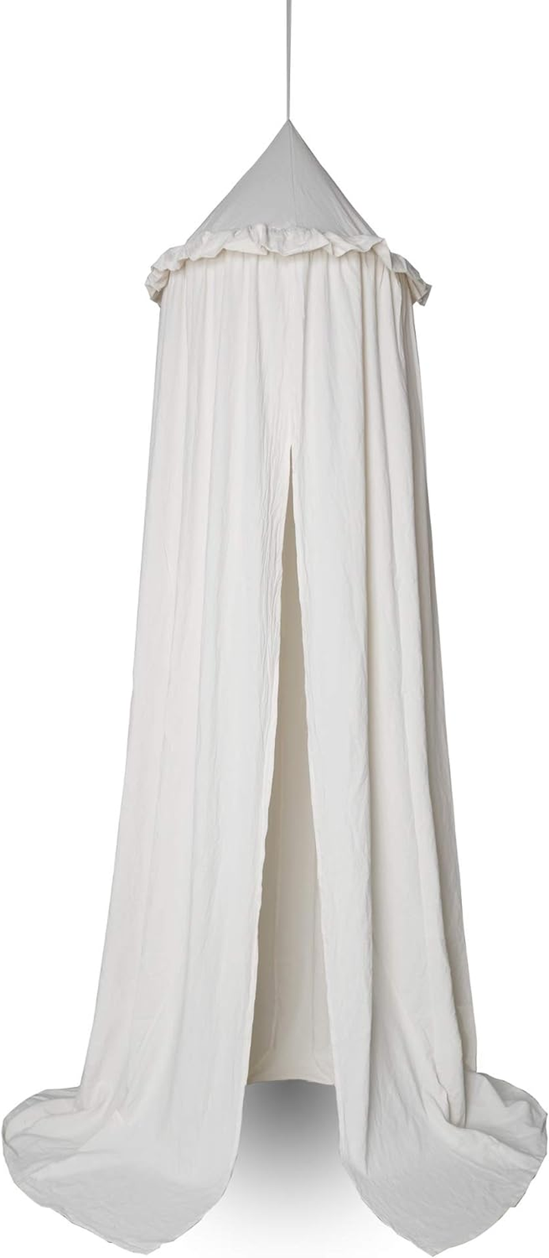 IBIZA VIBE MAMERIA Kids Bed Canopy with Frills Cotton Cover Net for Baby Crib Reading Nook Curtain Hideaway Hanging round Tent Nursery Bedding Play Room Decor - Beige image number 6