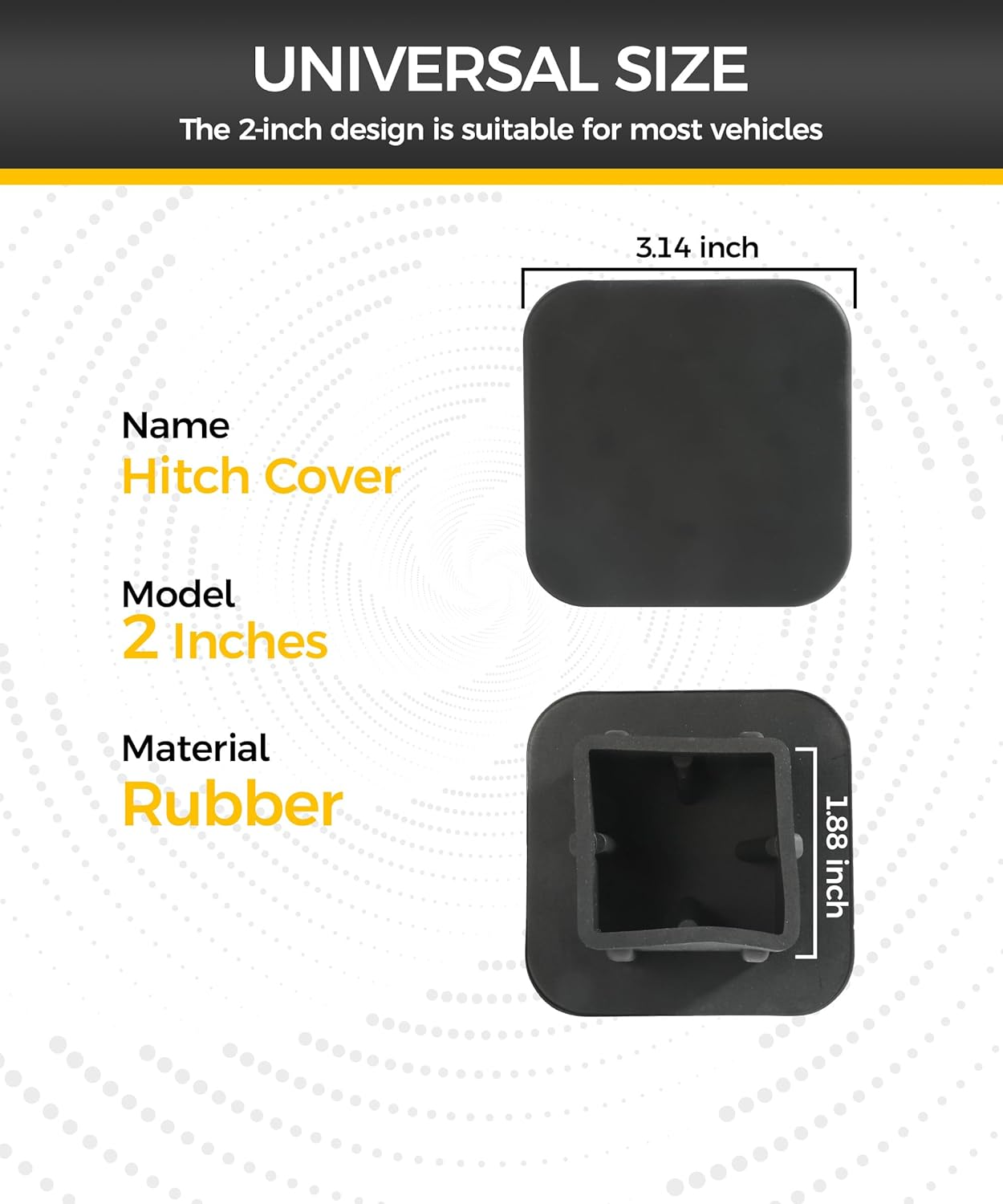 Hitch Cover,Car Accessories Trailer Hitch Covers,Tow Hitch Covers,2 Inch Receiver Hitch Cover,Rubber Heavy Duty Trailer Hitch Tube Cover Plug,Suitable for Most Cars Trucks ATV (Black) image number 1