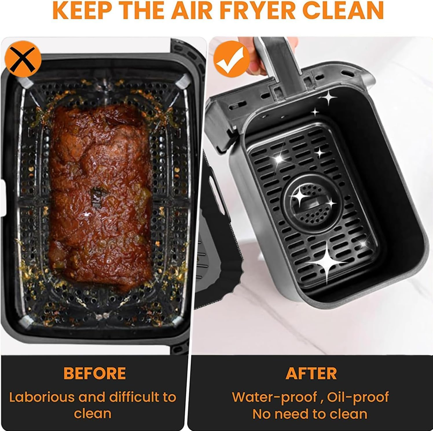 Pack of 100 Baking Paper for Tefal EY9018 Dual Easy Fry EY905D 5.2/3.1 L, Baking Paper for Hot Air Fryer Philips Dual Basket Airfryer 3000 Series, Moulinex 8.3 L, DMS, Cecotec, Air Fryer Accessories image number 2