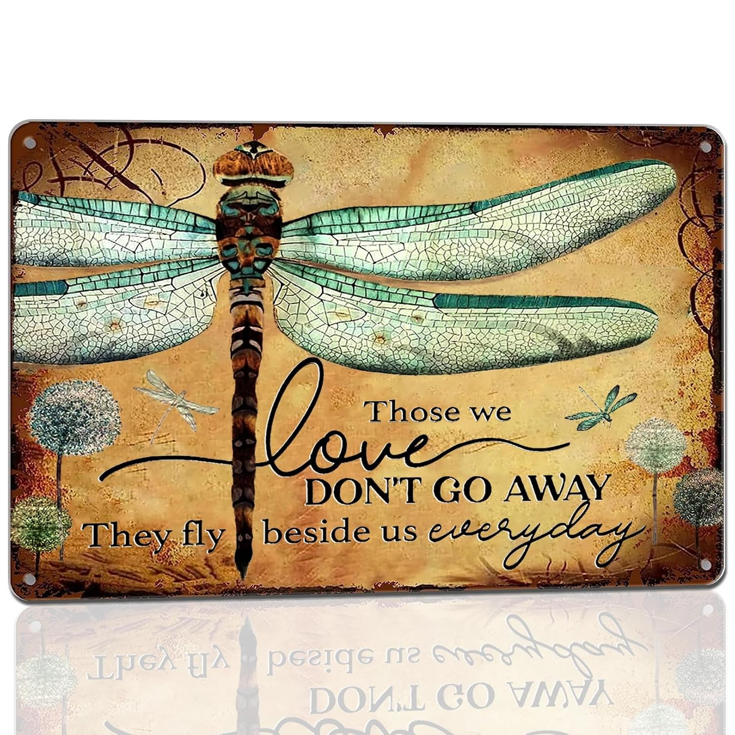 Dragonfly Tin Sign Retro Accept What Is Metal Signs Vintage Dragonfly Wall Art Outdoor Garden Decor Dragonfly Gifts for Women Bathroom Sign Home Decoration Let Go of What Was Have Faith in What Will