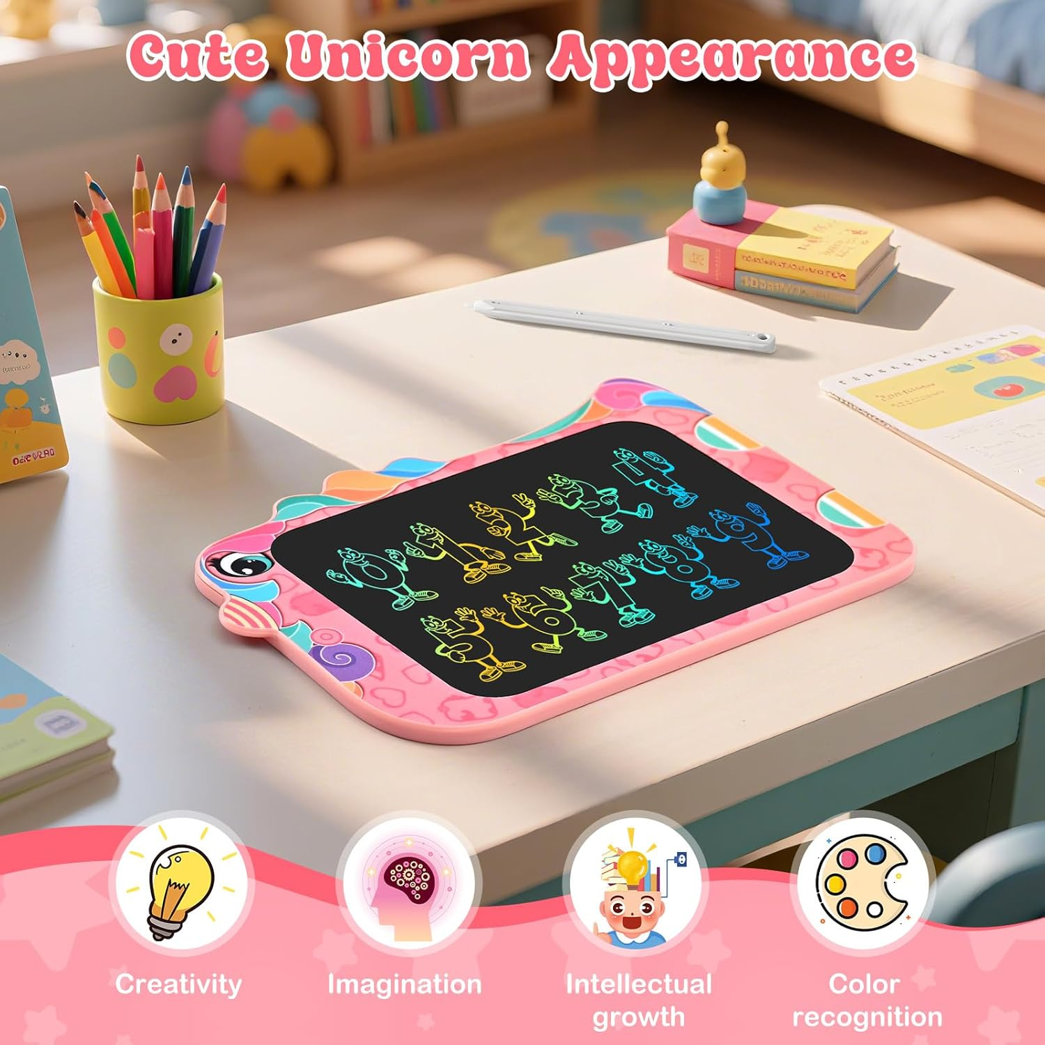 Eoocoo Girls Unicorn Toys, Toddler Baby Gifts, 8.5 Inch Colorful LCD Writing Tablet, Doodle Board Drawing Tablet, Erasable Reusable Doodle Pad, Birthday Gifts for Kids 3-6 Years Old Girls Boys