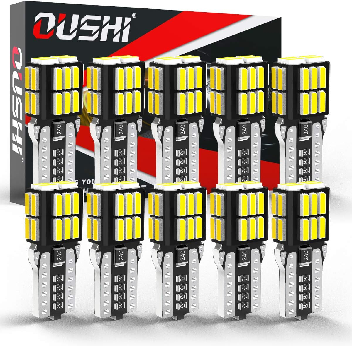 W5W T10 501 LED Bulb, OUSHI Canbus Error Free 194 168 2825 12V 6500K Xenon White Replacement for Car Interior Side Dome Number Plate Parking Reserve Light(Pack of 10) image number 5