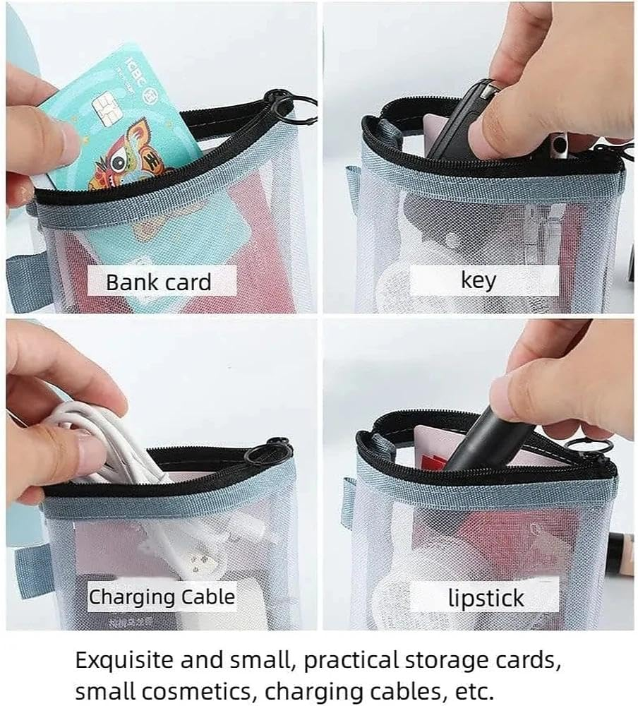 Mini Makeup Bag Small Cosmetic Pouch with Mesh Zipper, Travel Toiletry Organizer for Essentials, 2PCS Set - Ermaoo image number 6