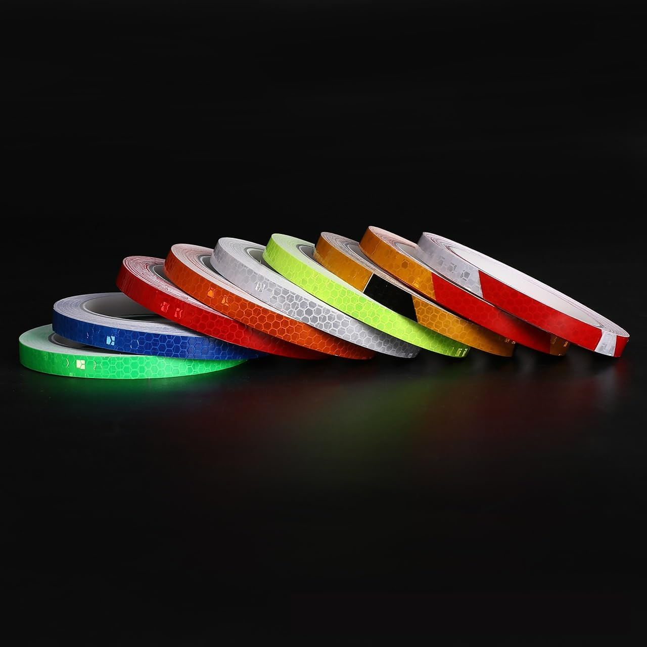 1Cm Bicycle Reflective Sticker, Car Reflective Strip, Mountain Bike, Motorcycle Night Light Decoration, Safety Alert Reflective Film (Red, One Size) image number 1