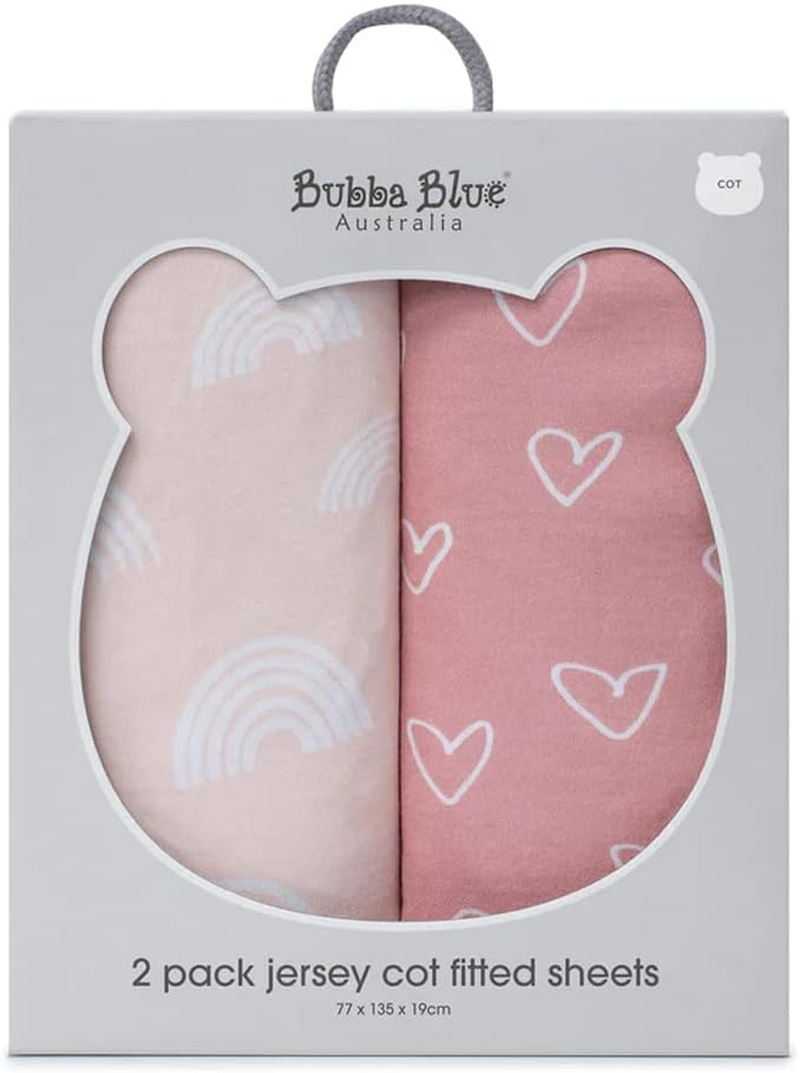 2PK Bubba Blue Nordic 77X135Cm Jersey Cot Fitted Sheet 0-12M Dusty Berry/Rose image number 2