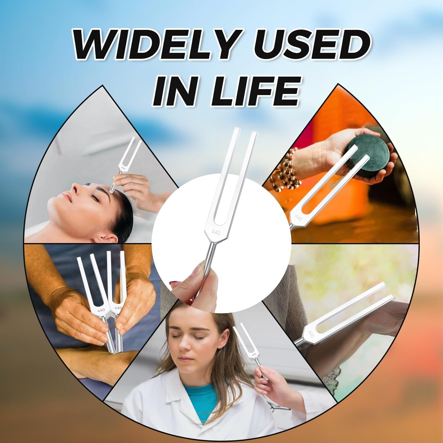 DRELD 440 Hz Tuning Fork, A440Hz Tuning Fork with Silicone Hammer Bag for Violin Guitar Tuner Instrument, DNA Repair Healing, Sound Therapy, Perfect Healing, Balancing, Healers, Vibration image number 4