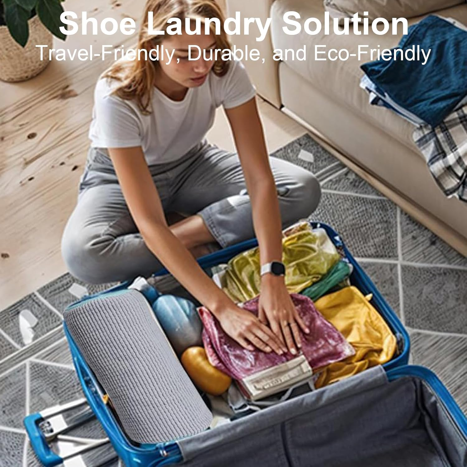 Shoe Washing Bags for Washing Machine &ndash; 2 Pack Reusable Mesh Laundry Bags for Sneakers, Boots & Tennis Shoes &ndash; Durable 360&deg; Wrap Shoe Cleaner Bag for Washer & Dryer &ndash; Grey image number 4