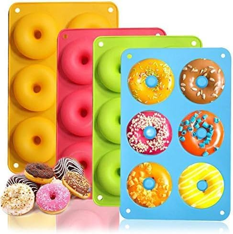 4 Pcs Silicone Donut Pan Molds, Betterjonny 6 Cavity Food Grade Non-Stick Baking Tray Maker Pan for Perfect Shaped Doughnuts Cake Biscuit image number 4