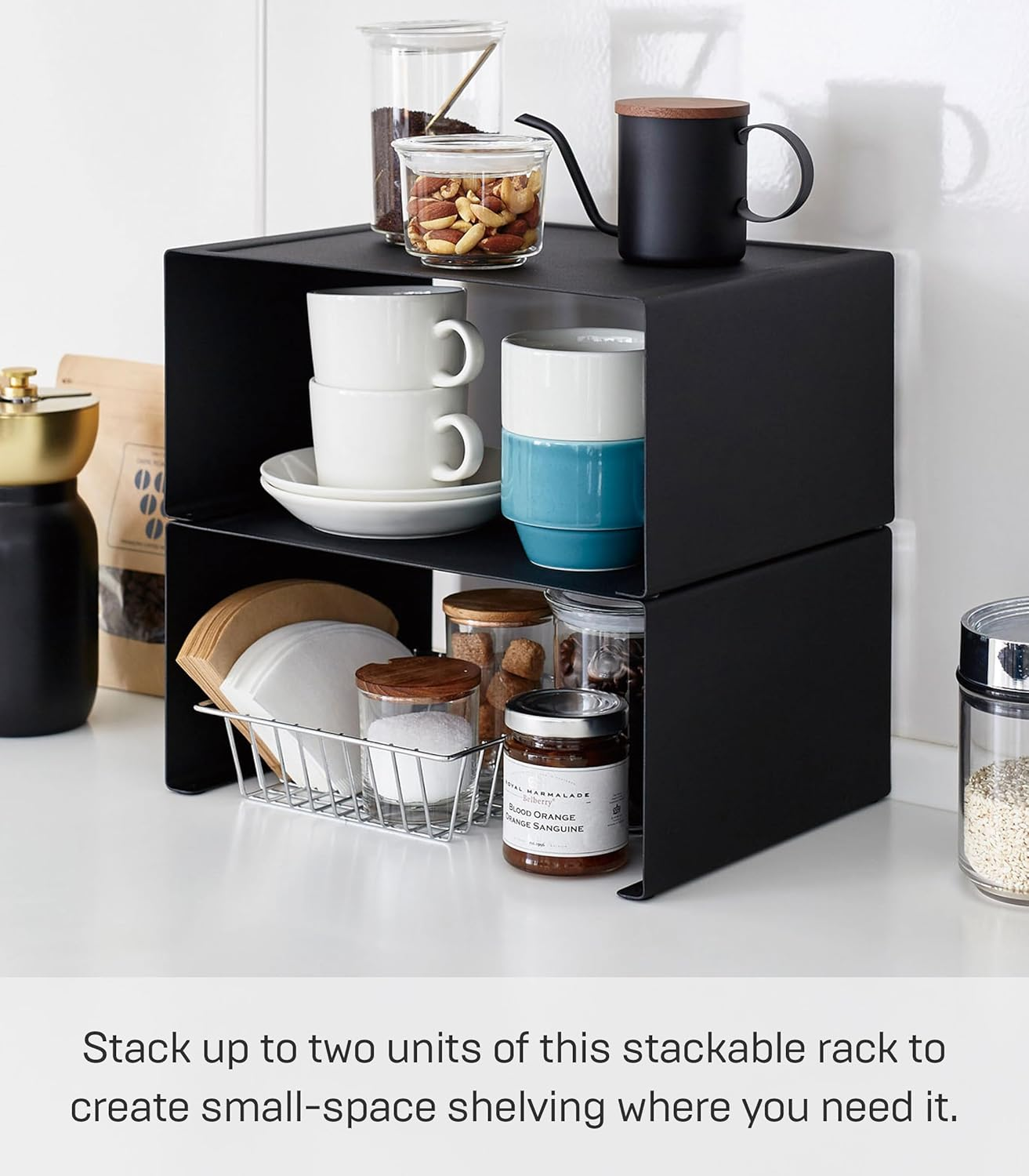 Yamazaki Home Tower Stackable Kitchen Rack &ndash; Storage Organizer Counter Shelf Large