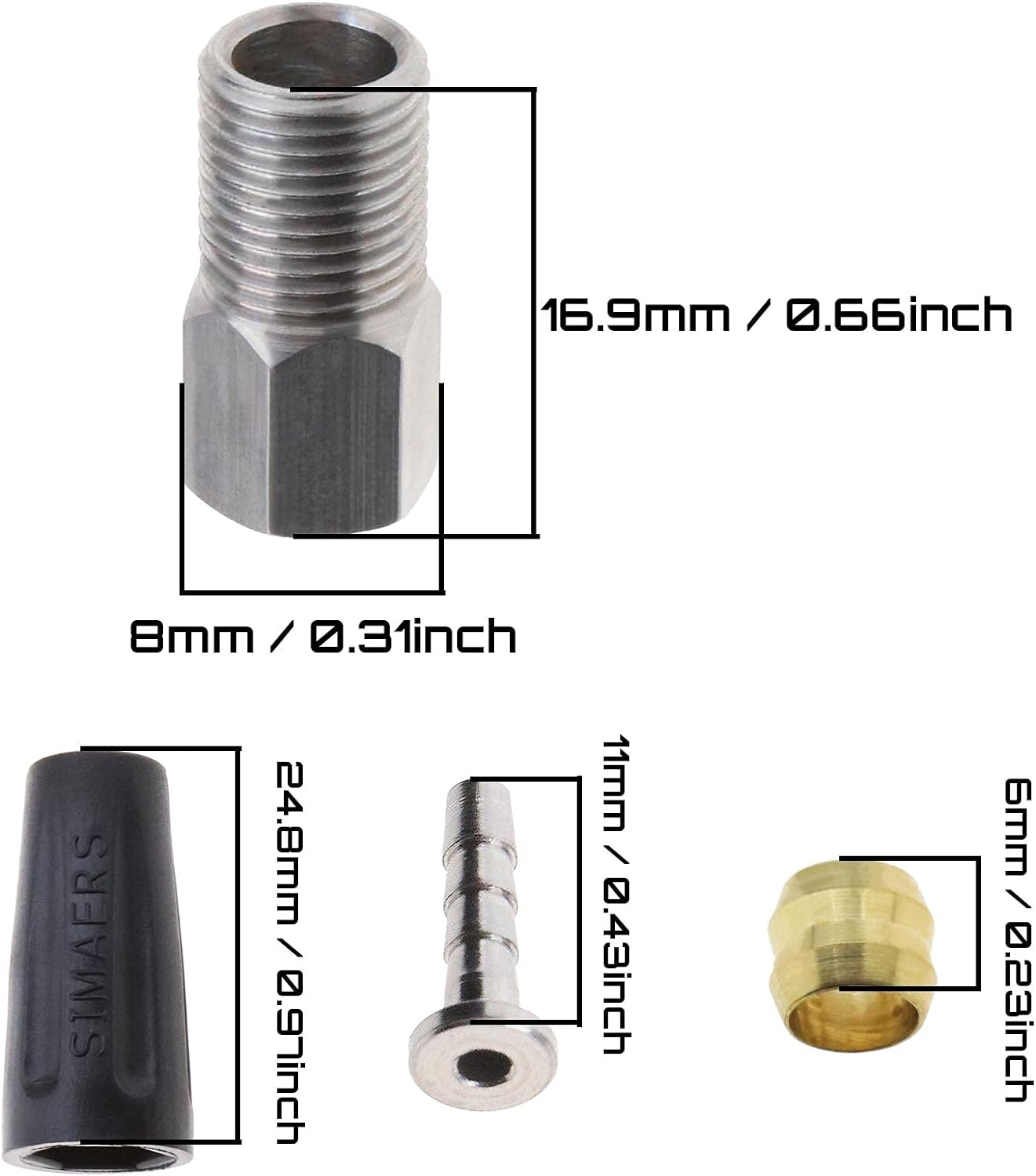 SING F LTD BH59/BH90 Cable Hose Set Olive Connector Insert Connecting Bolt Bleed Kit Hydraulic Brake Hose Olive Inset Repair Kit for Bike Replacement Part image number 5