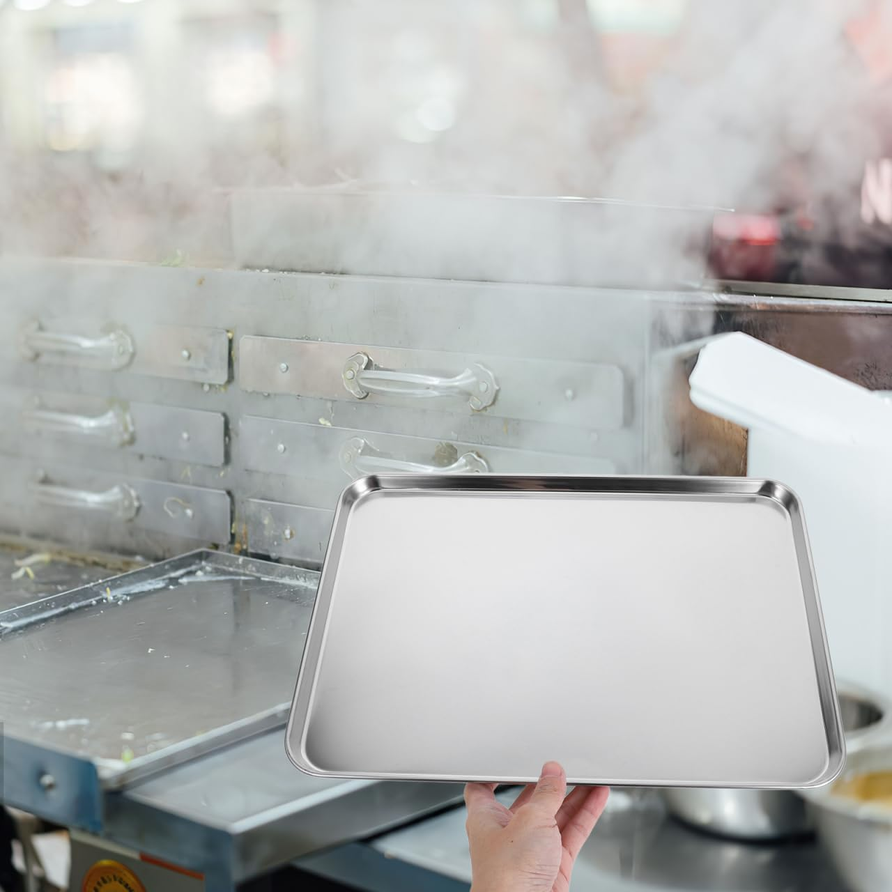 Luxshiny Stainless Steel Baking Sheet: Cookie Sheet Mirror Finish & Heavy Duty Baking Pan - 35X25X1.5CM