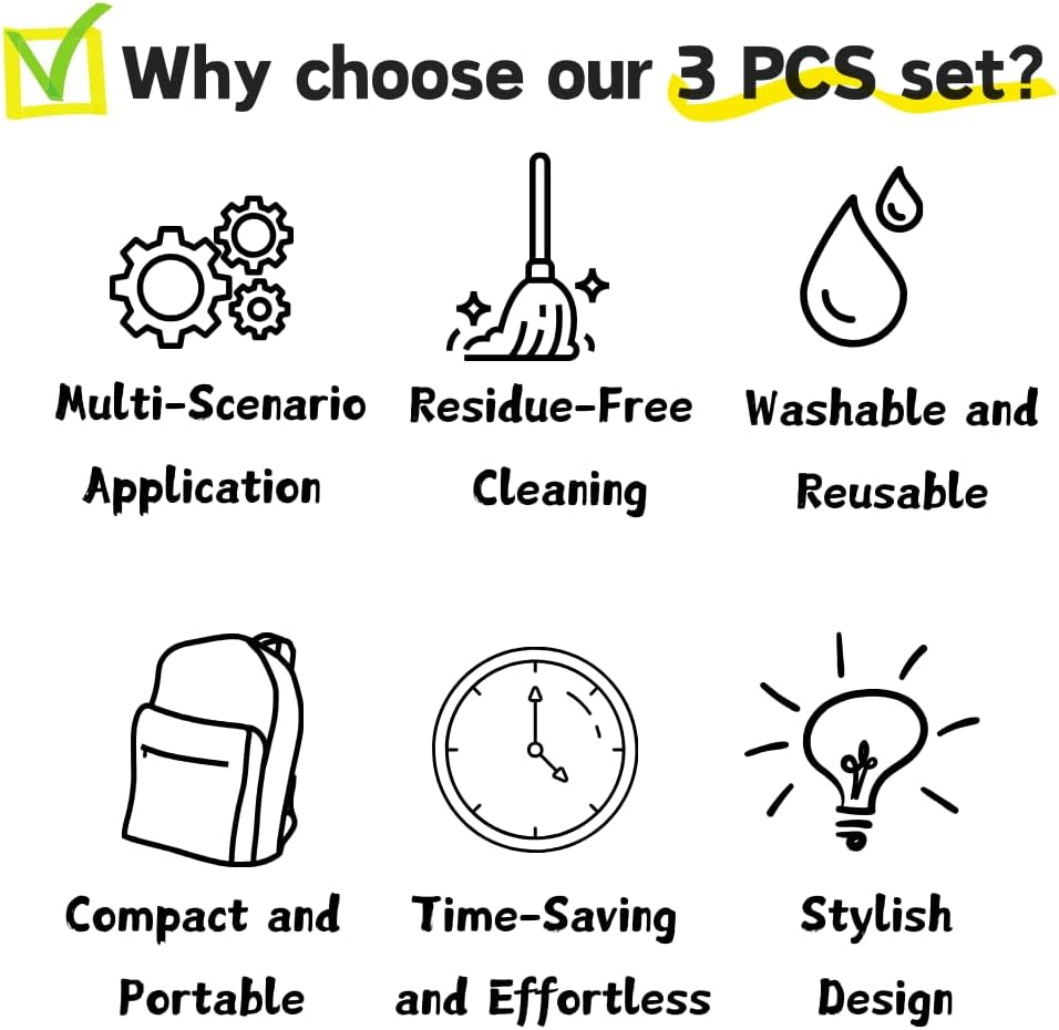 3-Piece Pet Hair Removal Set: Reusable Sticky Gel Lint Roller, Lint Remover Brush, and Double-Sided Carpet Rake Scrapper - for Furniture, Clothes, Carpets - Washable Portable Dog & Cat Fur Cleaner image number 6