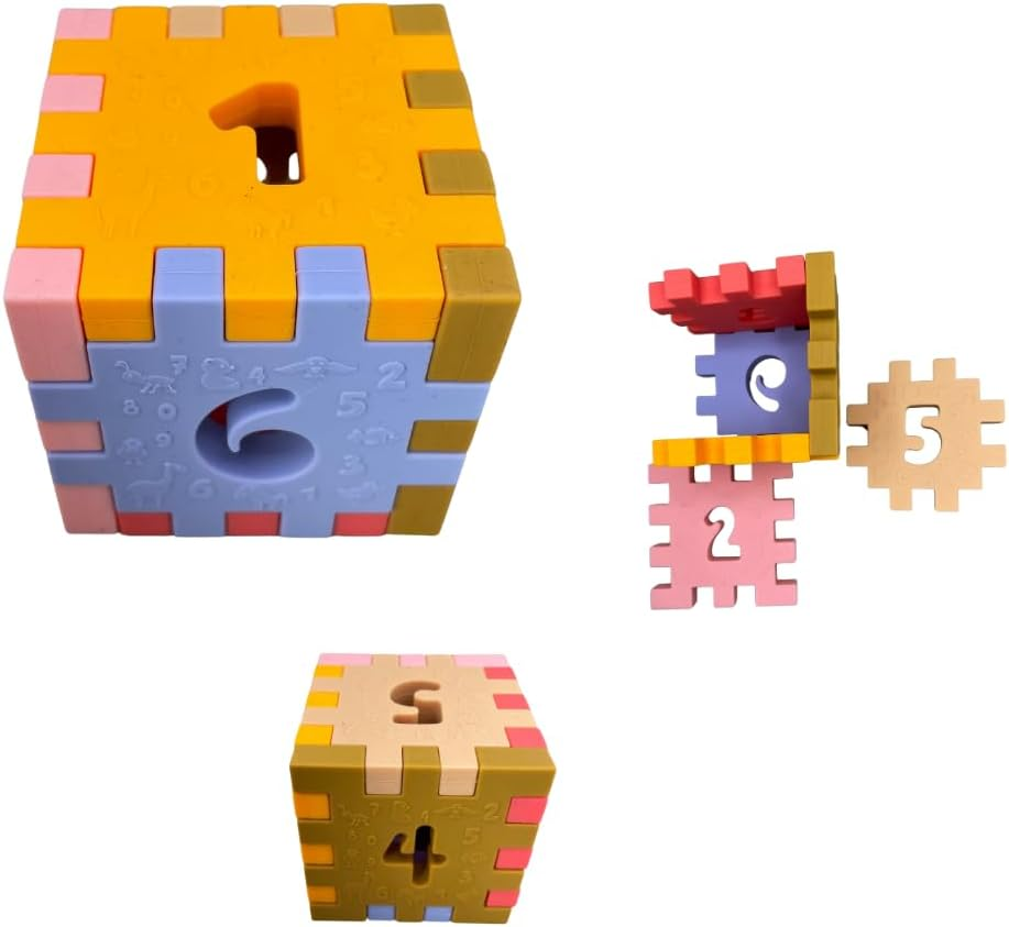 Silicone Number Puzzle Cube &ndash; Educational Toy for Toddlers, Multi-Coloured, Soft Learning Blocks for Early Development & Counting Fun