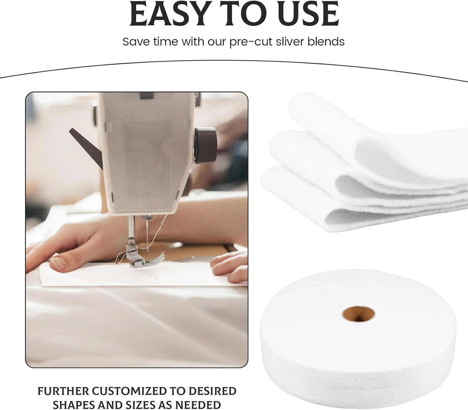 3 Rolls Jelly Roll Batting Strip Polyester Cotton Batting Jelly Roll White Quilt Batting Roll Flexible Quilt Batting for Jelly Roll Rugs, Throw Rugs,Braided Rug, Batting Strips image number 3