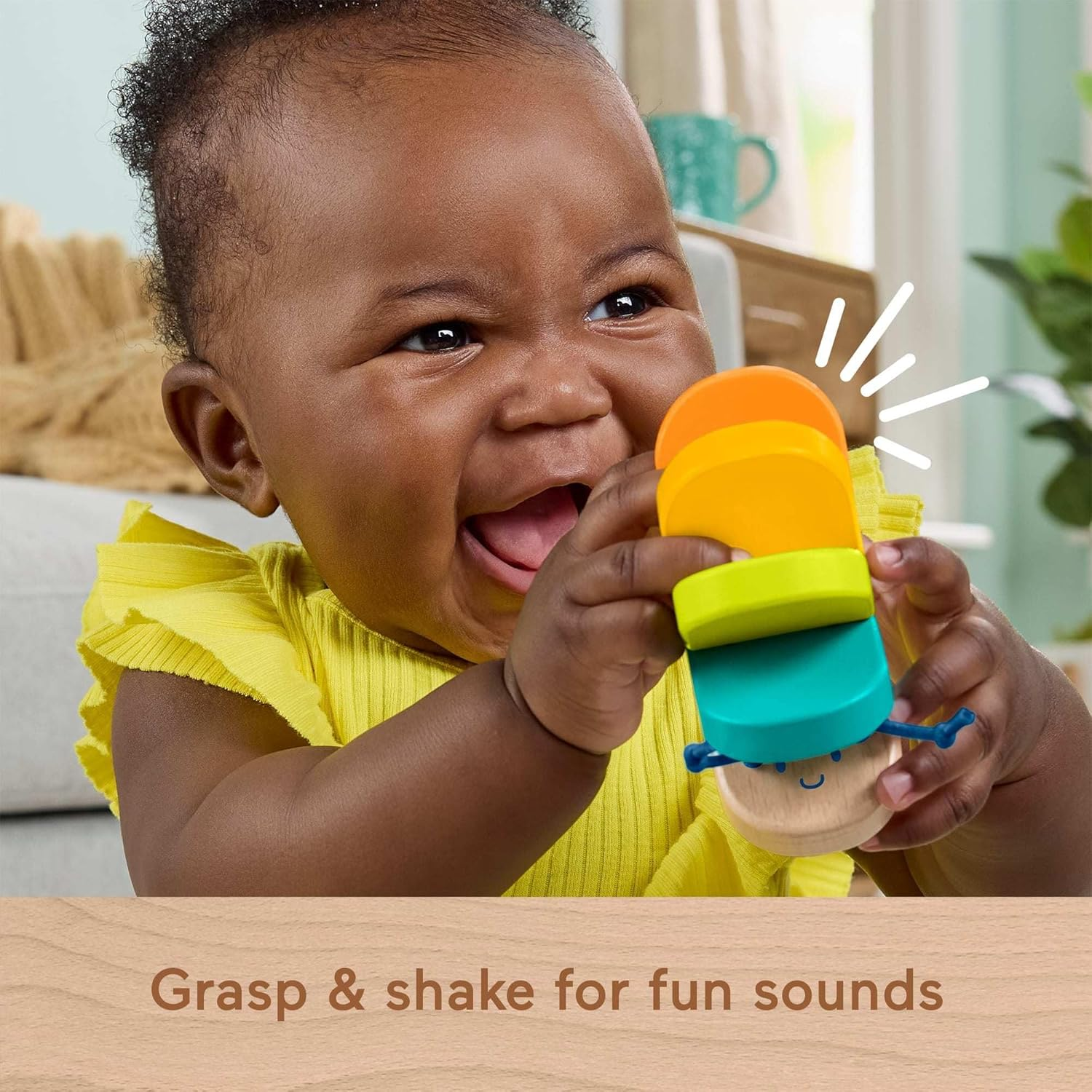 Fisher-Price Baby Toy Wooden Clacker Caterpillar, Multicolor Rattle Developmental Activity for Sensory Play Infants Ages 6+ Months image number 2