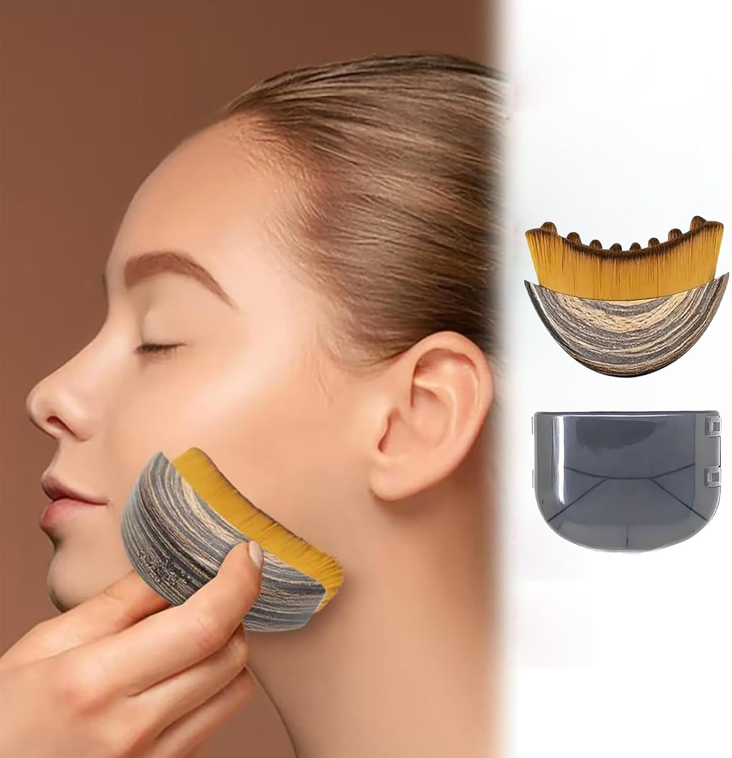 JANGJANG Dry Brushing Face Brush, Lymphatic Face Brush for Facial Massage, Ergonomic Contoured Brush to Stimulate Lymph Flow, Reduce Puffiness, Relieve Tired Muscles, Suitable for All Skin Types image number 1