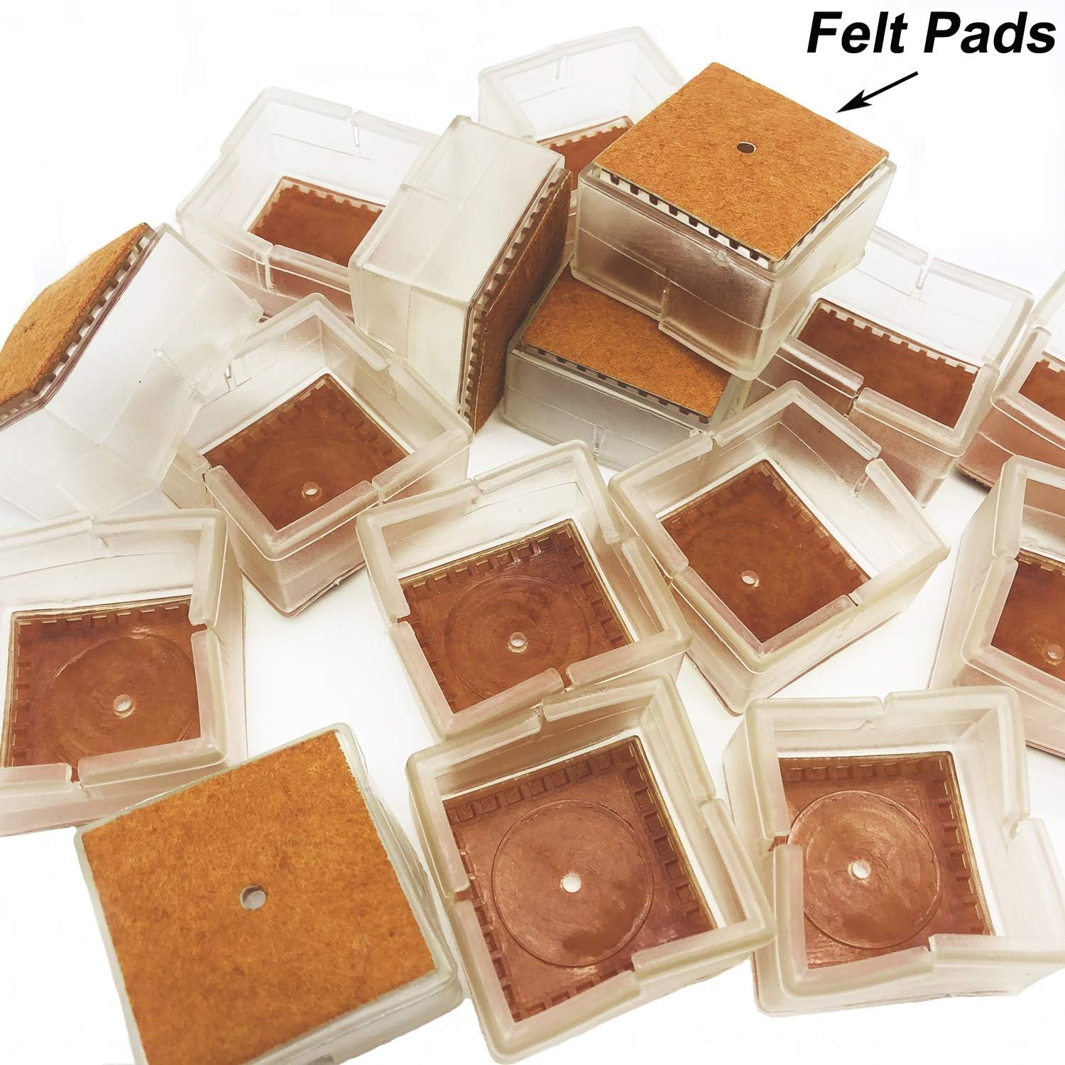 Maydahui 16PCS Square Chair Leg Floor Protectors Silicone Table Furniture Feet Covers Caps Felt Pads Prevents Scratches Fit 1-13/14 to 2-1/6 Inch（49-55Mm） image number 6