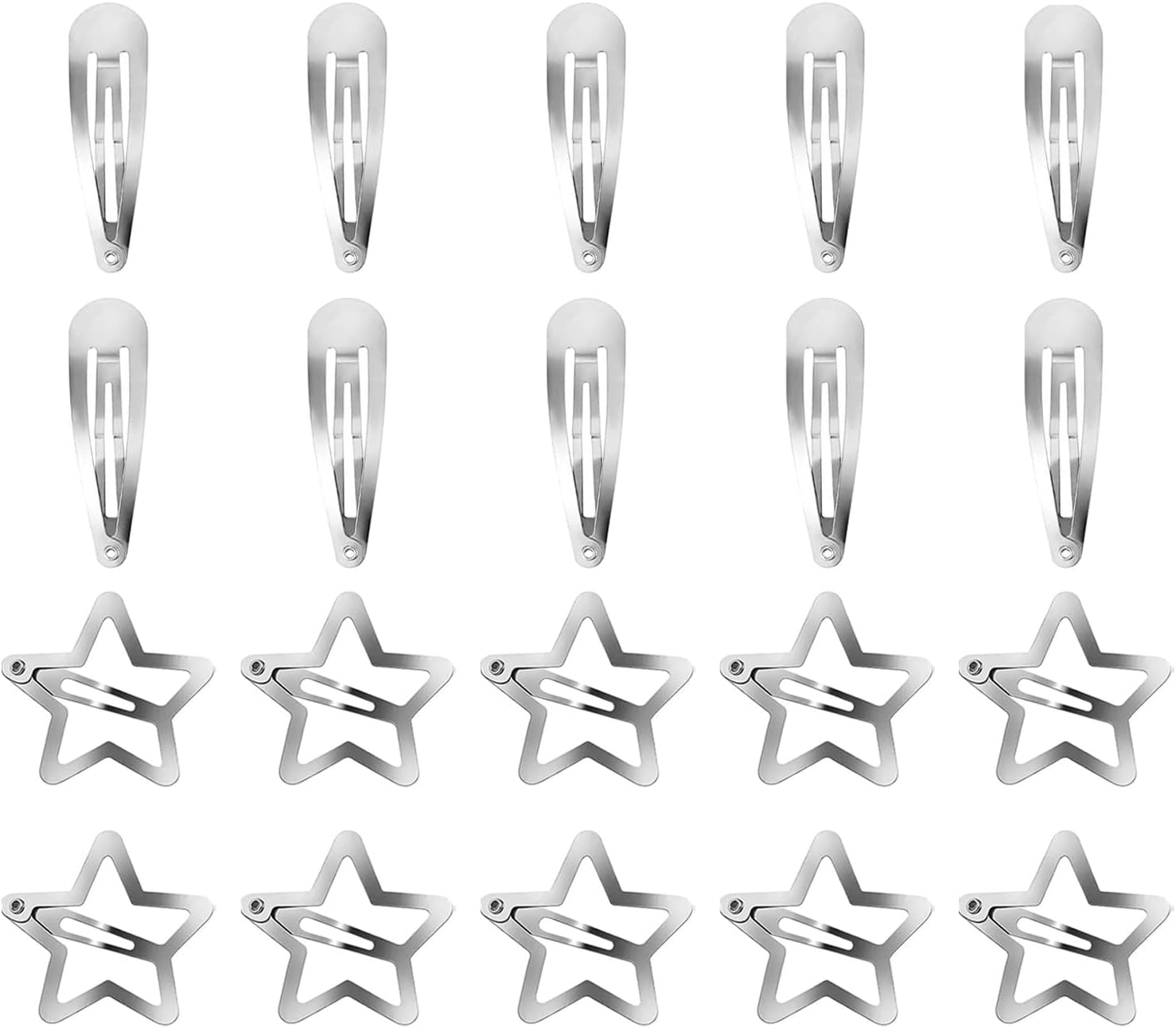 QZKJQDD Pack of 20 Star Hair Clips, Y2K Five-Pointed Star, Silver, Cute Small Hair Clips, Hollowed Star Hair Pin for Children, Girls and Women (3 Mm, 4 Mm) image number 4