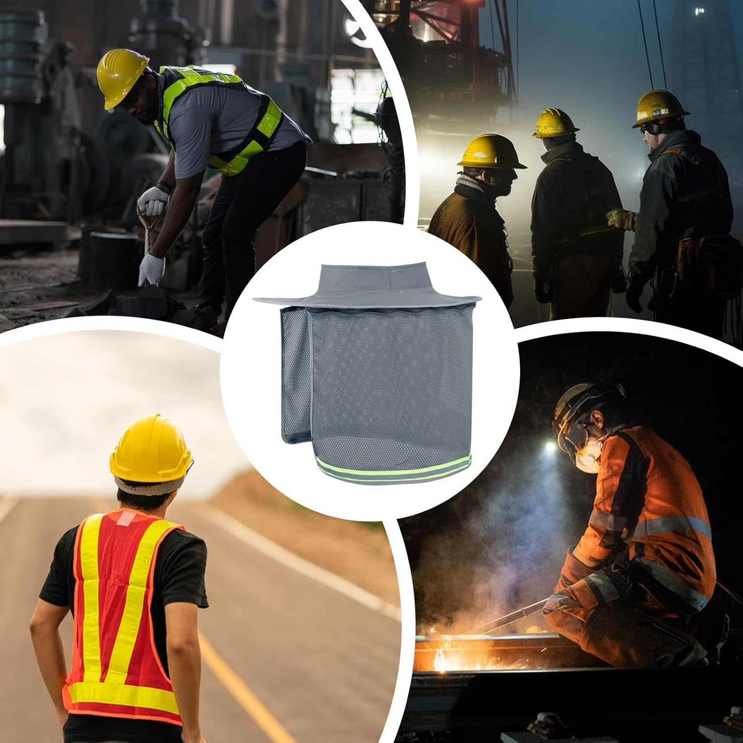 Frxib Hard Hat Sun Shade | Hard Hat Full Brim Guard Neck Shade Protector - Construction Workers Protector High Visibility Safety Helmets Accessories for Work Site