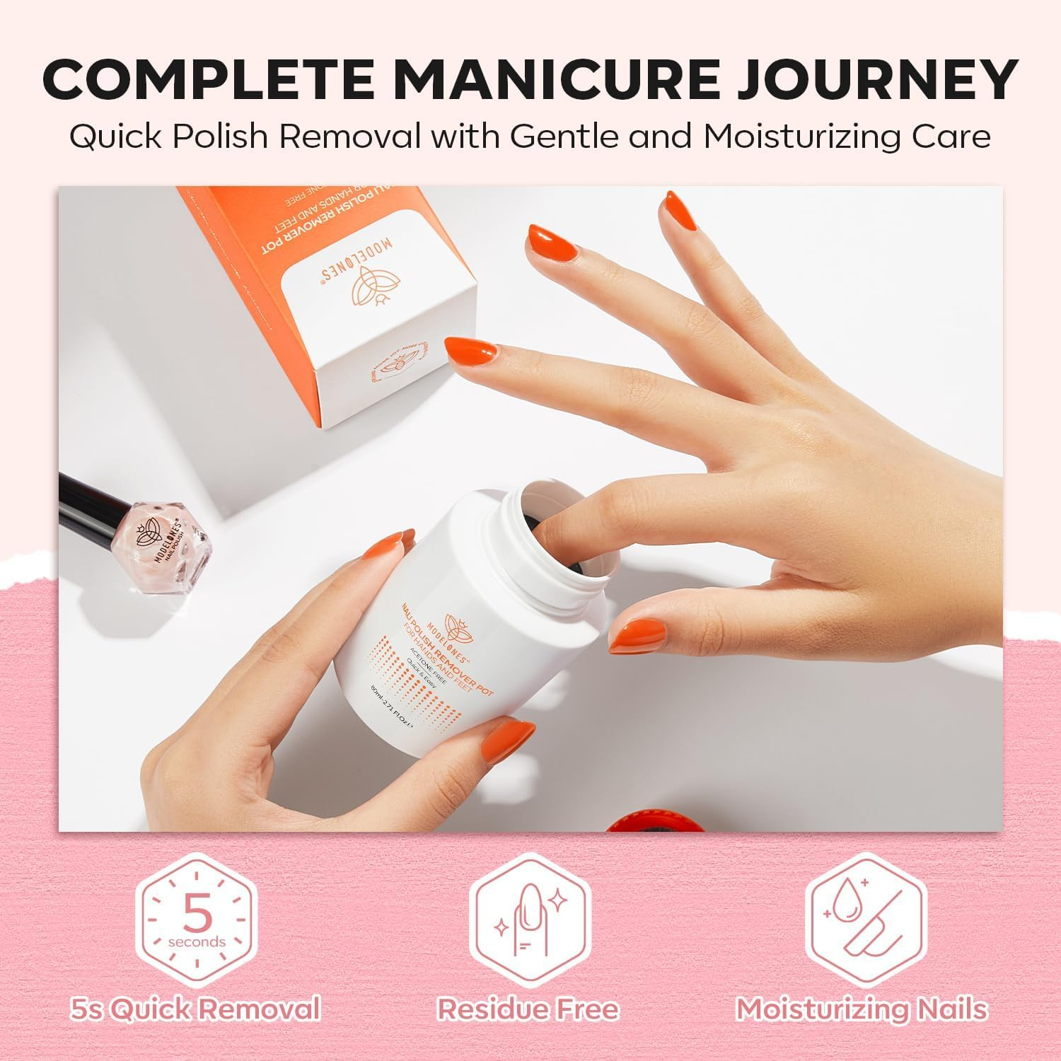 Modelones Complete Nail Polish Set Brown Nude Pink Gold Glitter Shimmer Quick Dry Nail Lacquer Kit with Nail Remover Sticker Base&Top Coat, Light Pink 6 Colors DIY Home Manicure for Women Girls - Cozy Pink image number 3