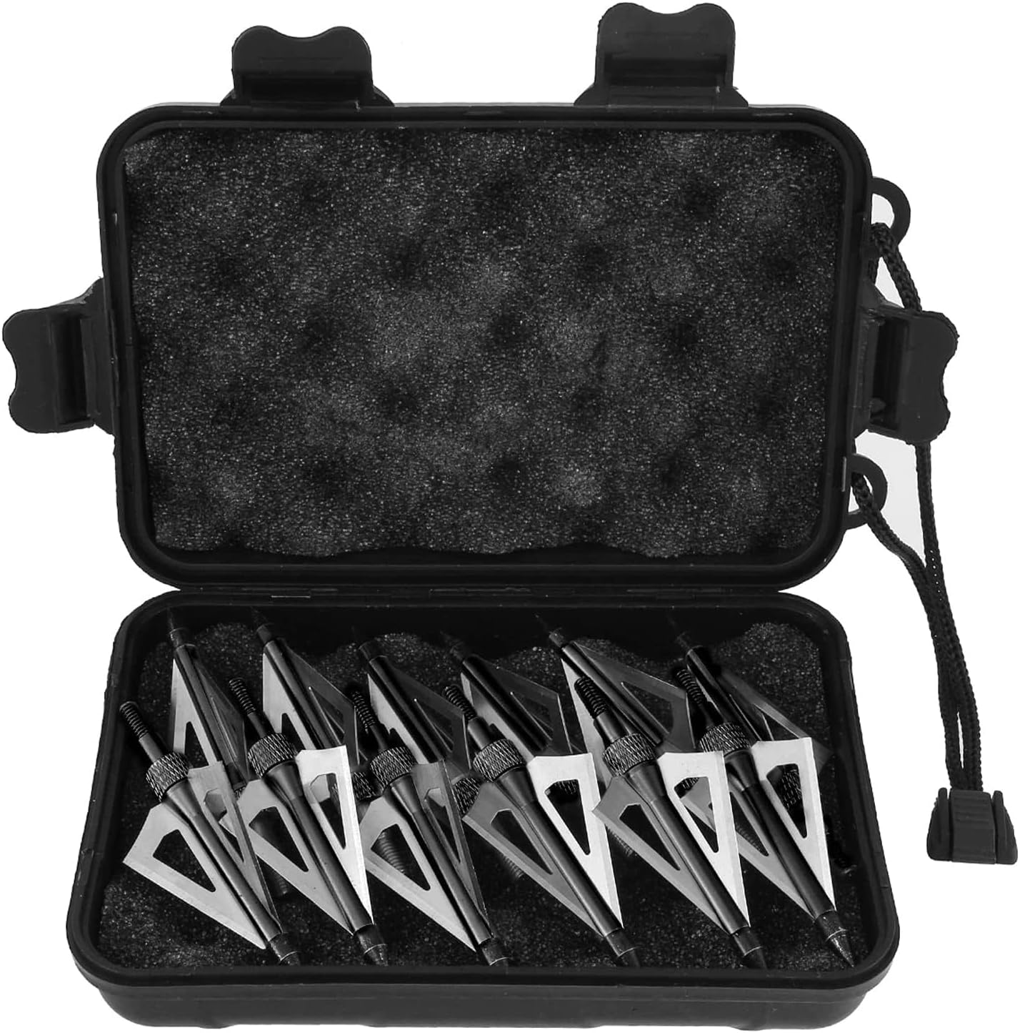 12 Pack 100 Grain Broadheads, 3-Blade Screw-In Archery Broadheads for Hunting, Stainless Steel Arrow Tips for Compound Recurve Bow and Crossbow Broadheads with Plastic Case