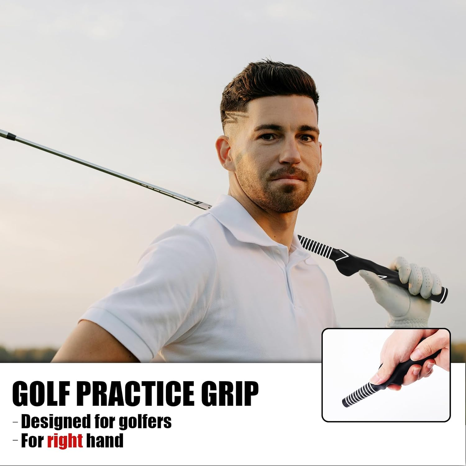 Gosknor Right-Hand Golf Training Grip, Anti-Slip Rubber Swing Trainer, Zebra Pattern, 2.8Cm Diameter, Black image number 2