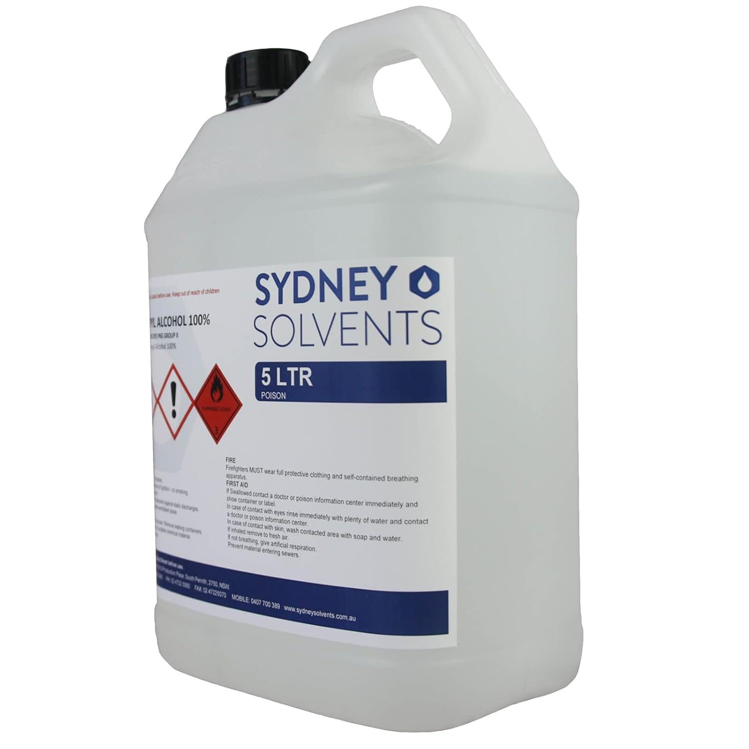 Sydney Solvents Isopropyl Alcohol 100% 5L + 250Ml Spray Bottle &ndash; High Purity Cleaner for Home & Industrial Use &ndash; Fast Drying, Streak-Free Cleaning image number 3