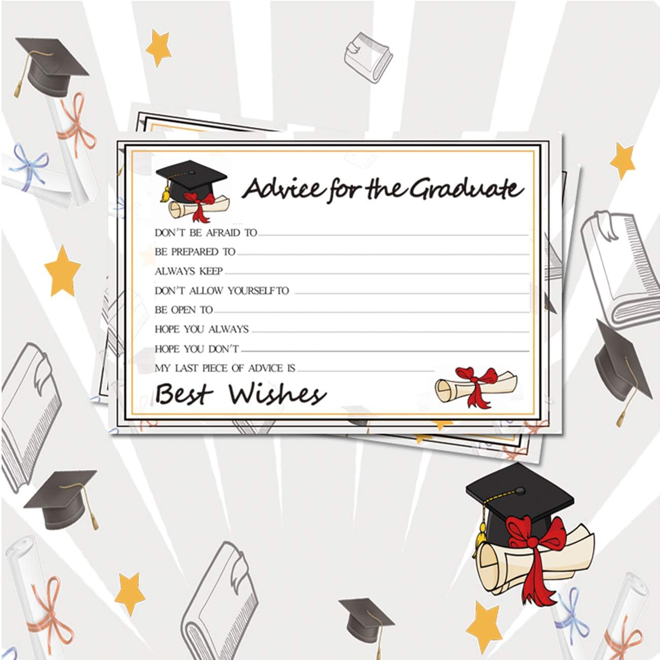 Graduation Party Wish Cards - High School or College Graduation Party Advice Advice Cards Supplies 2019 Decorations-36 Packs image number 5