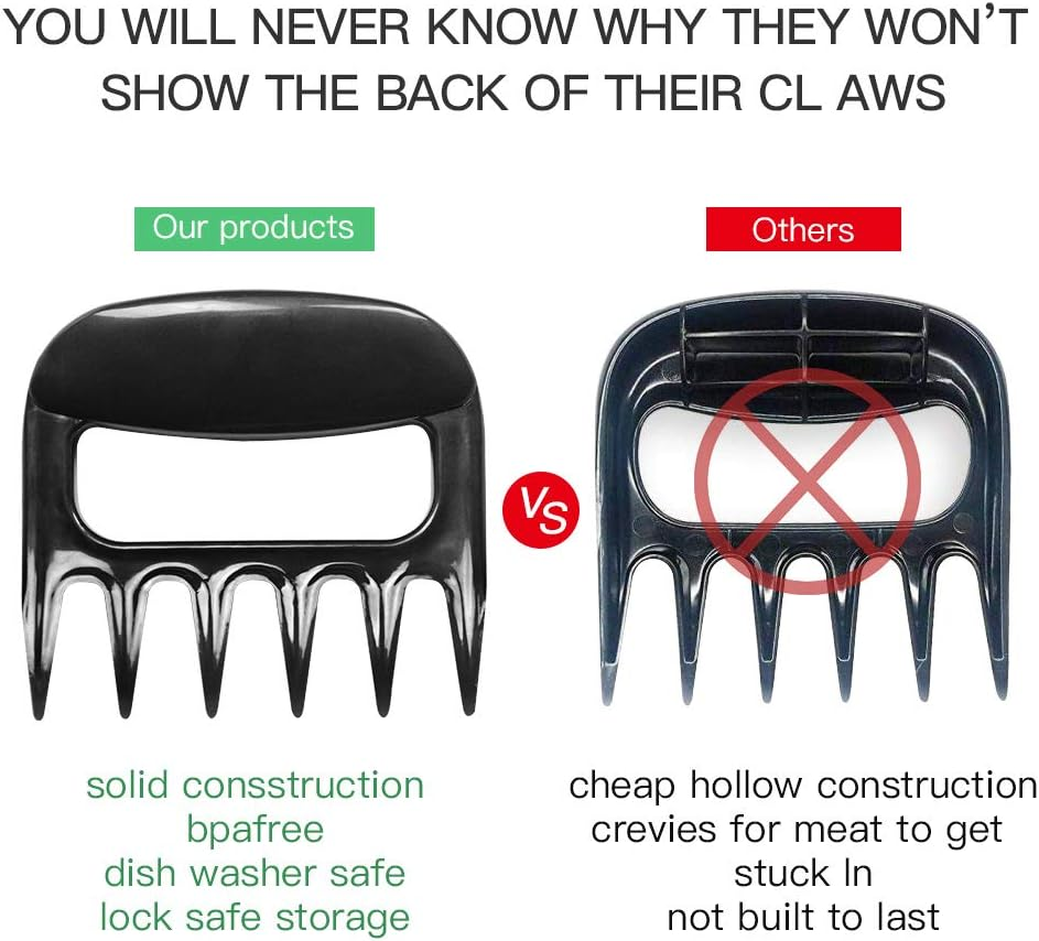 BBQ Meat Shredder Claws for Pulled Pork,Bbq Meat Shredder Claws,Grill Smoker Meat Claws,Smoked Barbecue Grilling Accessories (Black)