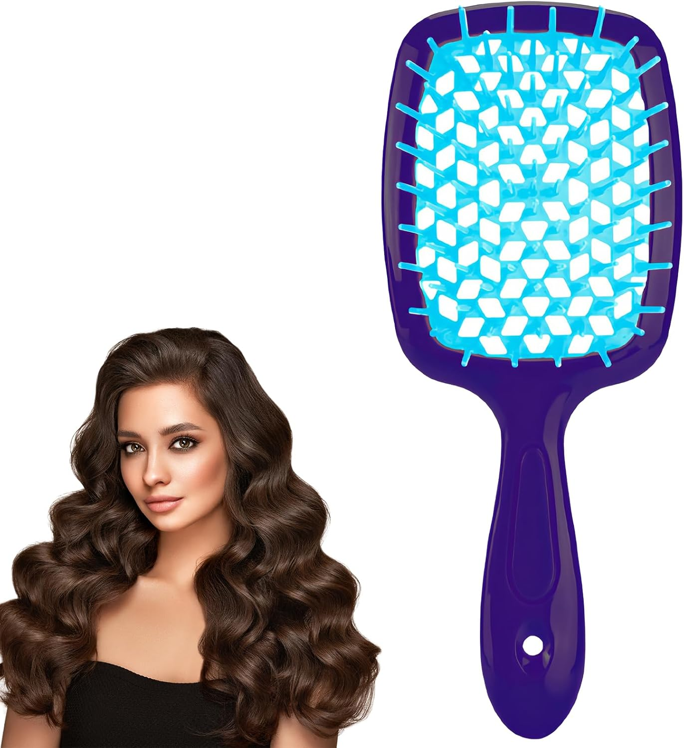 Hair Brush Green Handle with Pink, Detangling Hair Brush Styling Brush for Women Men, Vented Detangling Hair Brush Wet or Dry Hair Use Flexible with Ease for All Hair Types