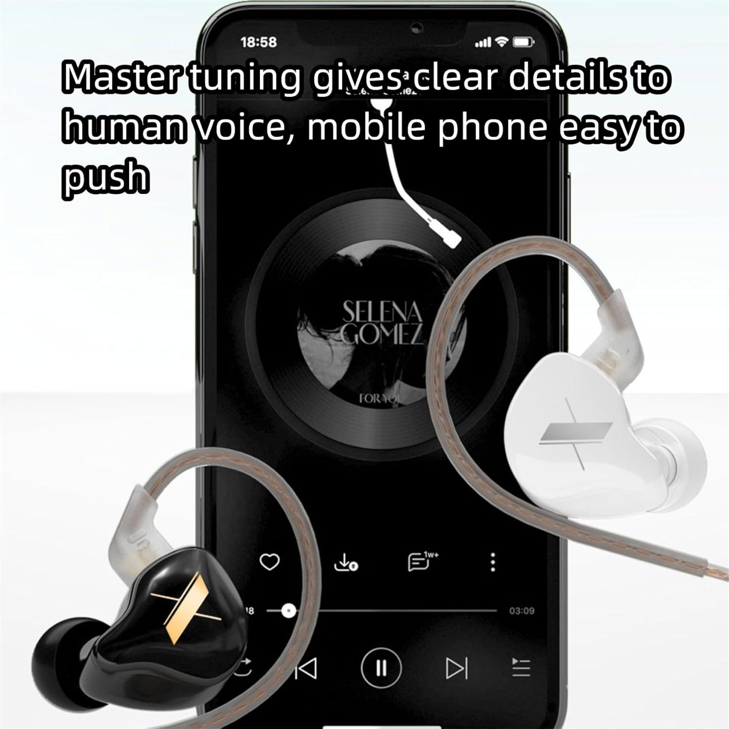 KZ EDX 1DD Hifi Earphone Headphone, Yinyoo EDX In-Ear Earbud with New 10Mm Composite Magnetic Dynamic Driver over Ear Headset with Detachable 2 Pin 0.75MM Cable(With Mic, Black) image number 3