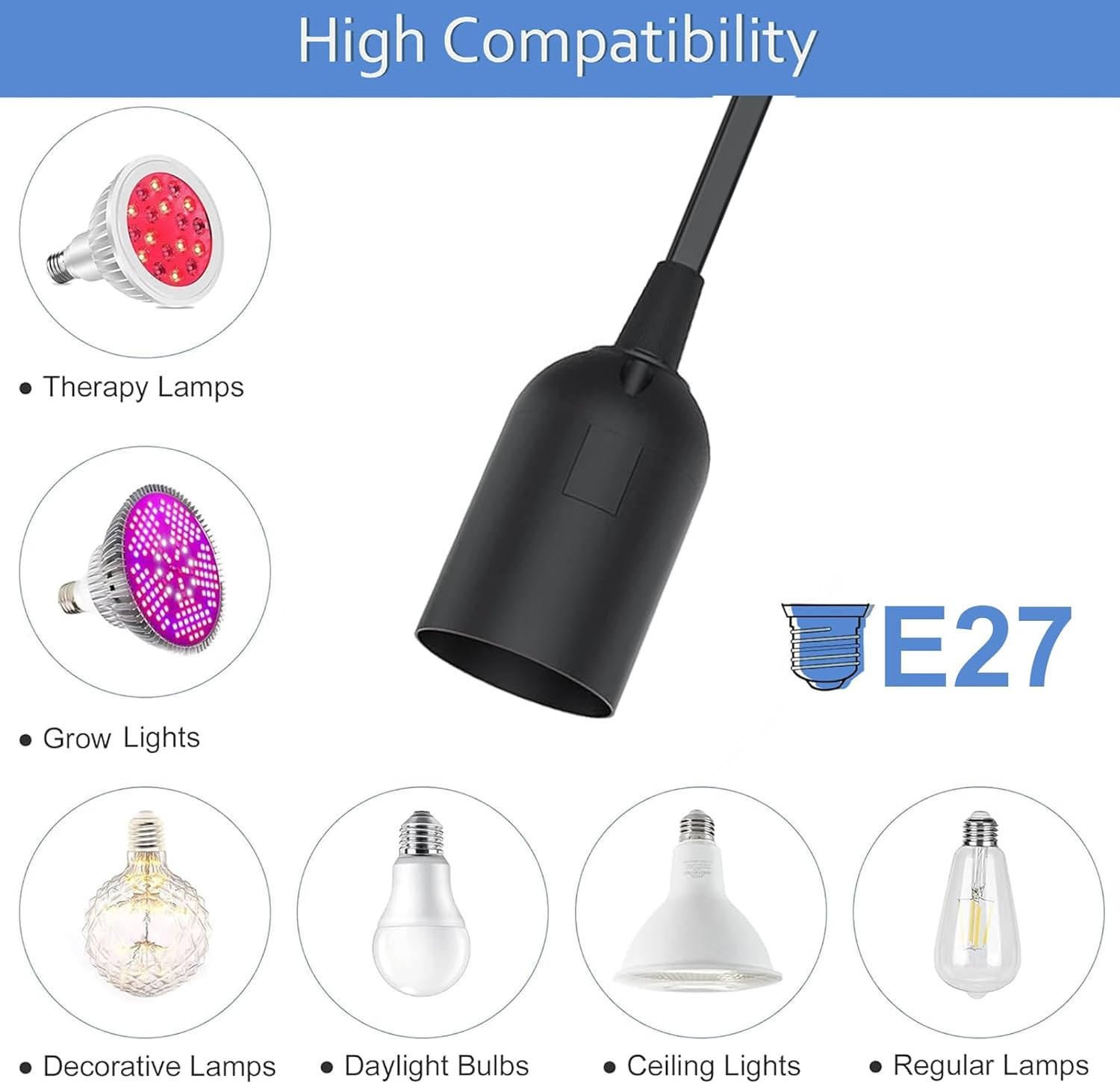 Salt Lamp Cord Replacement E27 Bulb Cable with Light Switch, 1.8M Plug in Pendant Light Extension Cable Lamp Socket to AC AU Plug Power Cord for Kitchen Bedroom Plant Growth Linear Pendant Lights image number 1