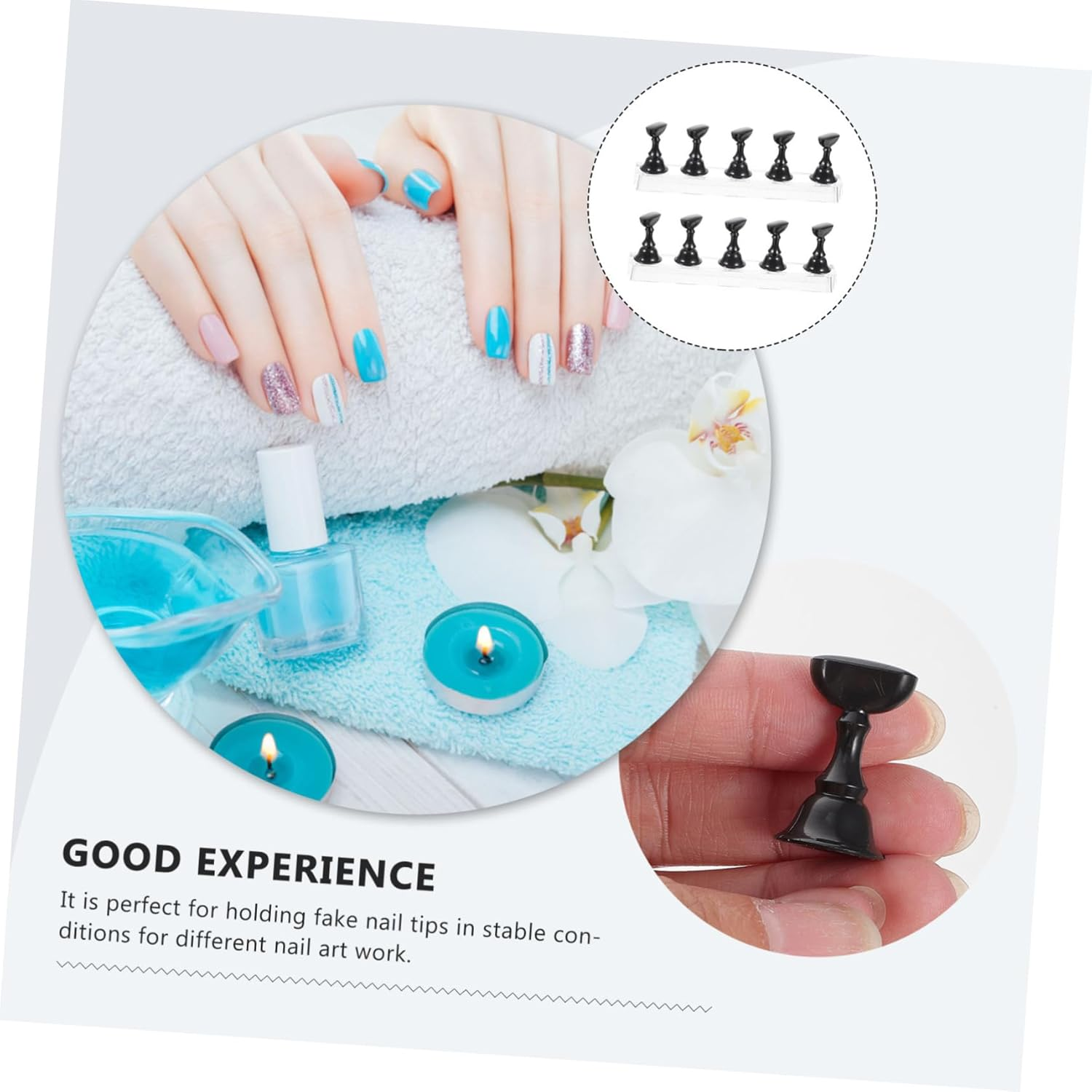 CALLARON 2Sets Diy Nail Tip Holder Stand Magnetic Base for Nail Art Practice Display image number 3